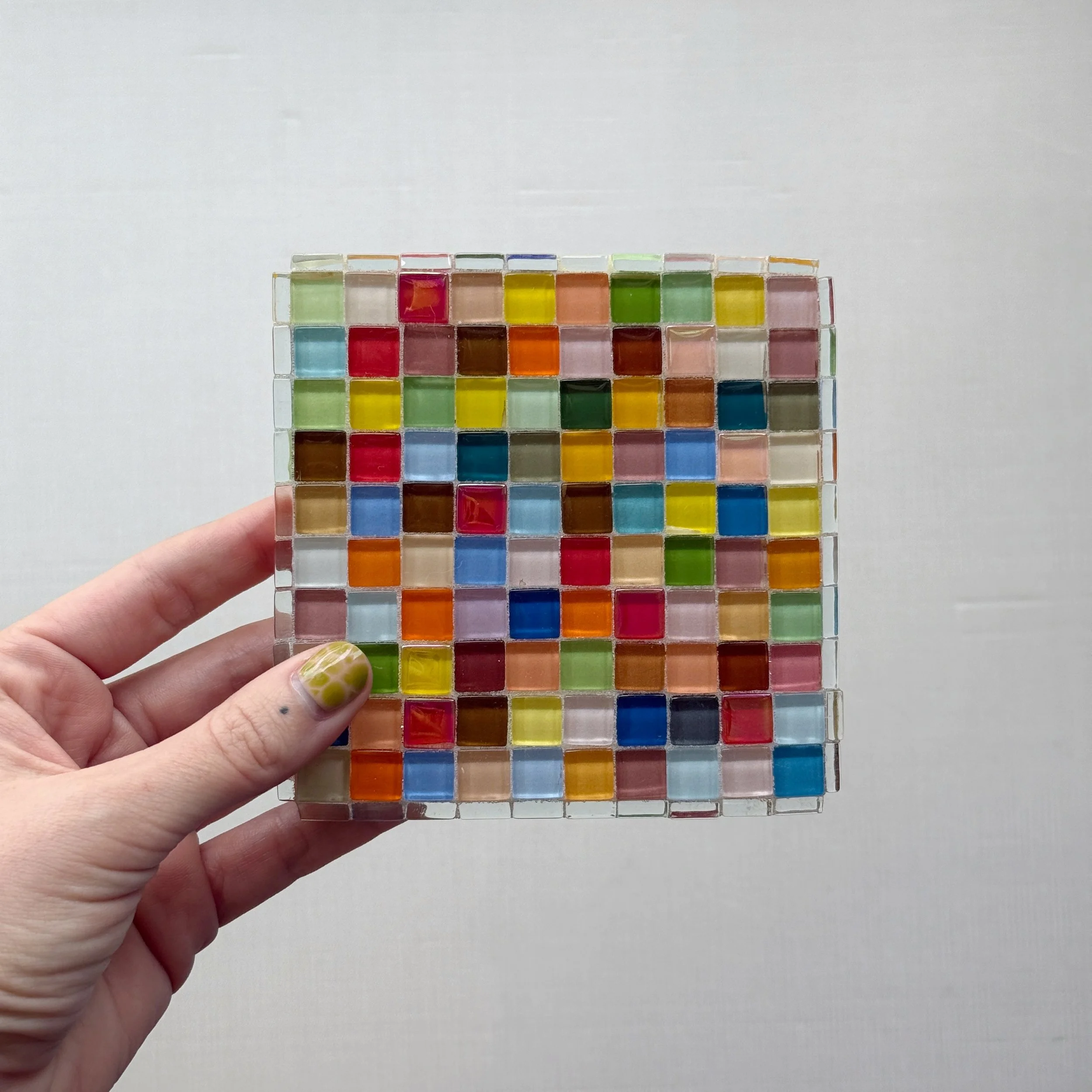 Colorful Mosaic Tile Coaster Plant Pedestal