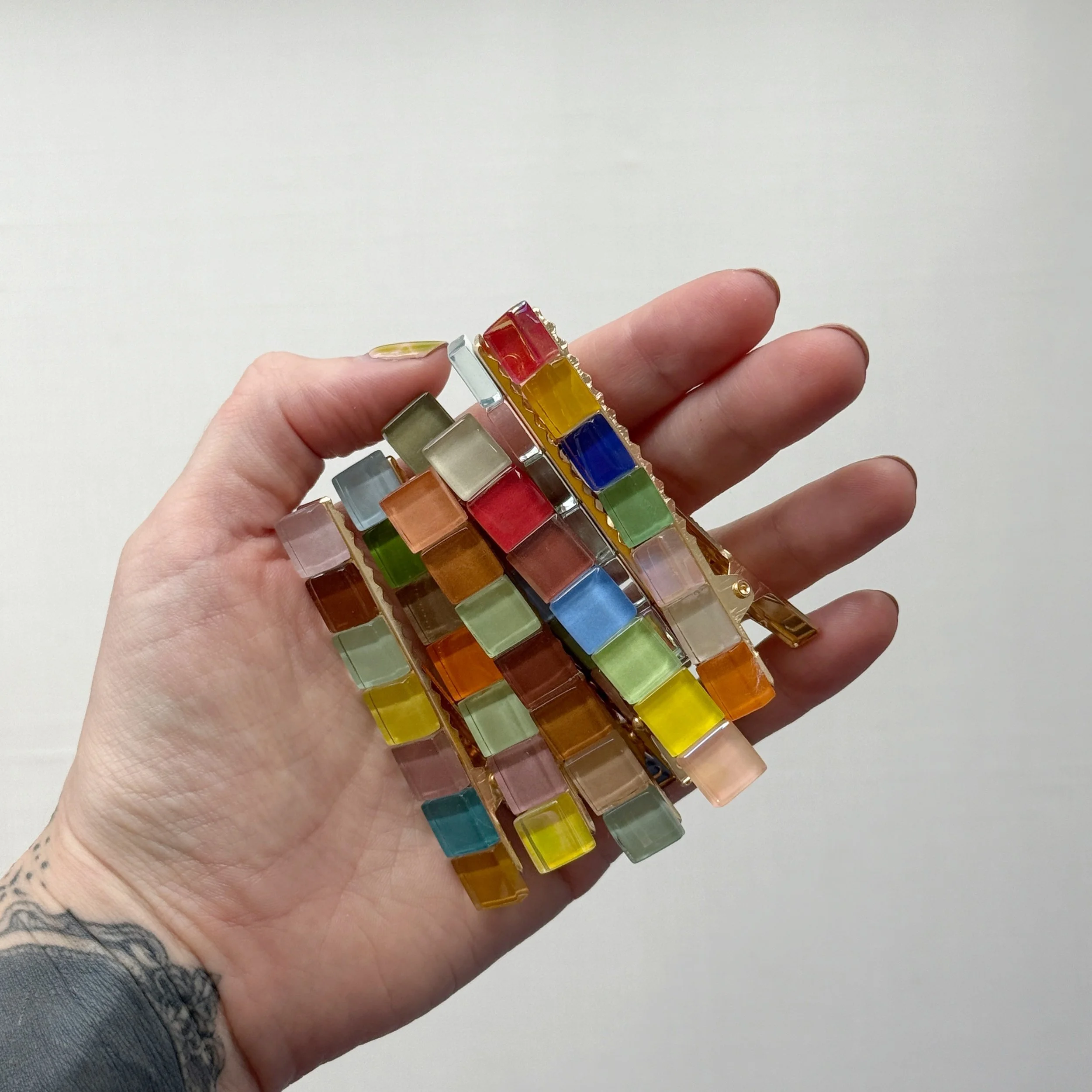 Glass Mosaic Tile Alligator Hair Clips