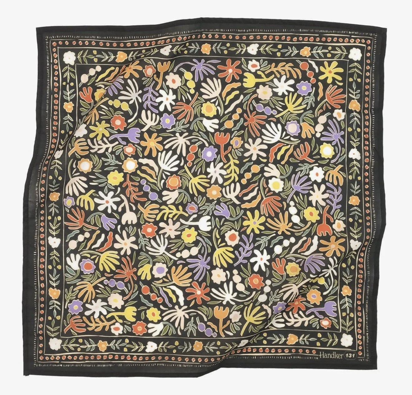 Rainbow Black Boho Floral Bandana