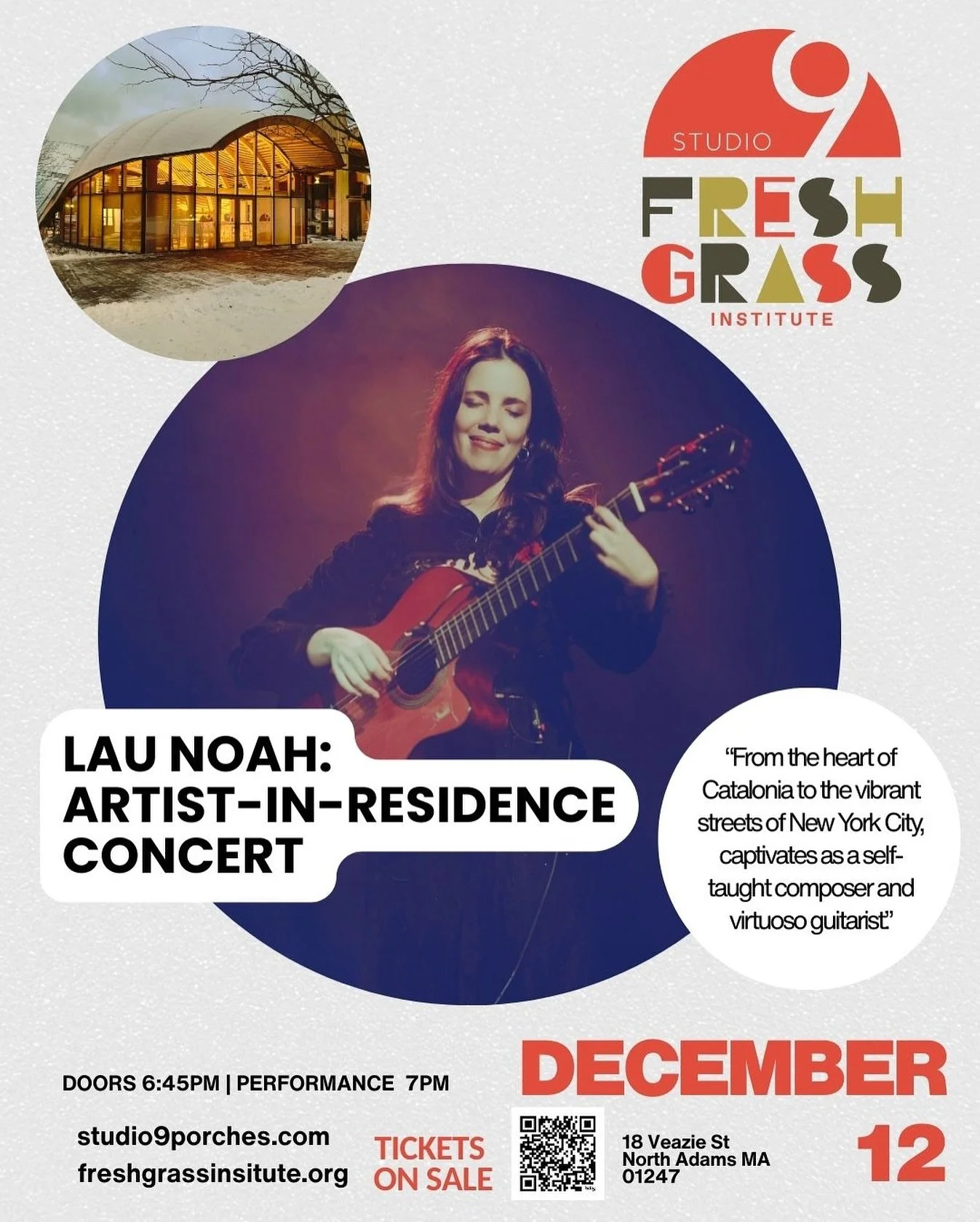 Friday, December 12 at 7pm 
Artist-in-Residence Concert 
@launoah57 makes Studio 9 her home for the week! 🎙️

#musicintheberkshires #intheberkshires #namamazing #westermamusic #berkshires #berkshiresma