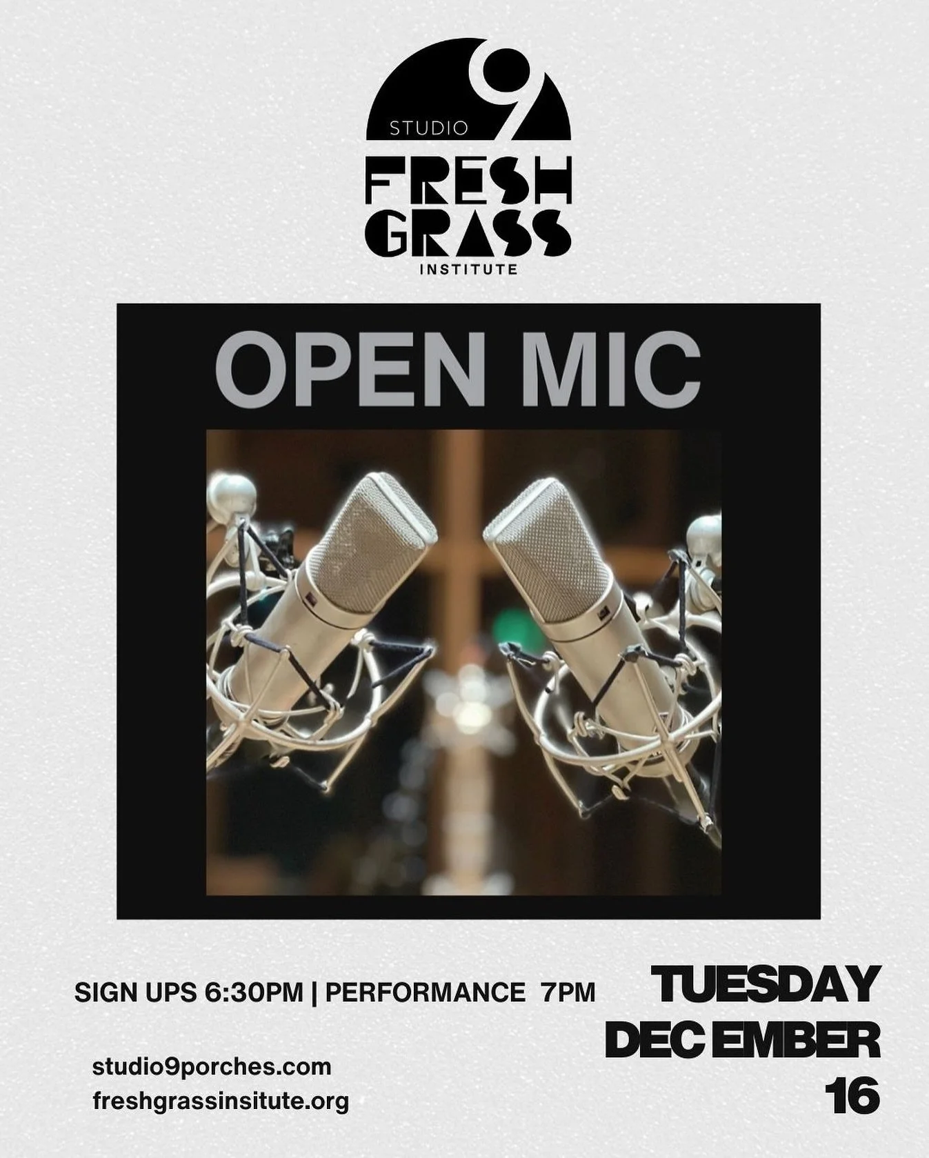Tonight! Last Open Mic of 2025! 
Sign ups at 6:30pm, starts at 7pm! 

Almost every week, our stage comes alive with a symphony of diverse talents, from seasoned virtuosos to emerging performers. Our cutting-edge facilities ensure an immersive experie
