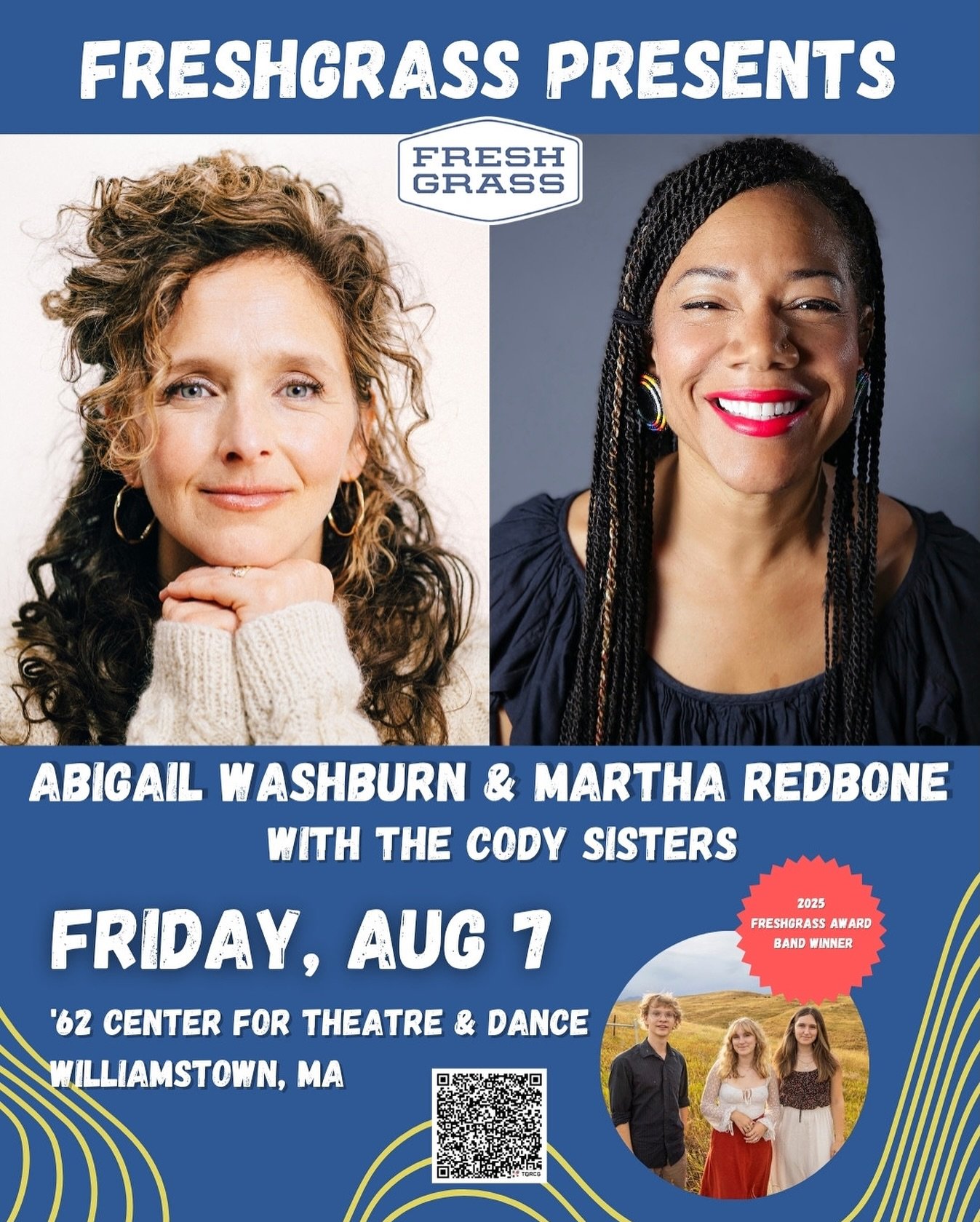 FreshGrass Foundation is proud to present an incredible evening of roots music! 

Abigail Washburn and Martha Redbone take the stage at the &lsquo;62 Center for Theatre and Dance at Williams College for a rare duo show. The two have been writing musi