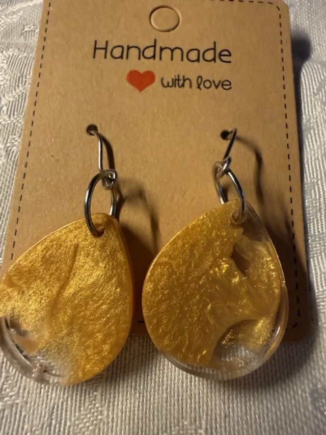 Golden Teardrop Resin Earrings