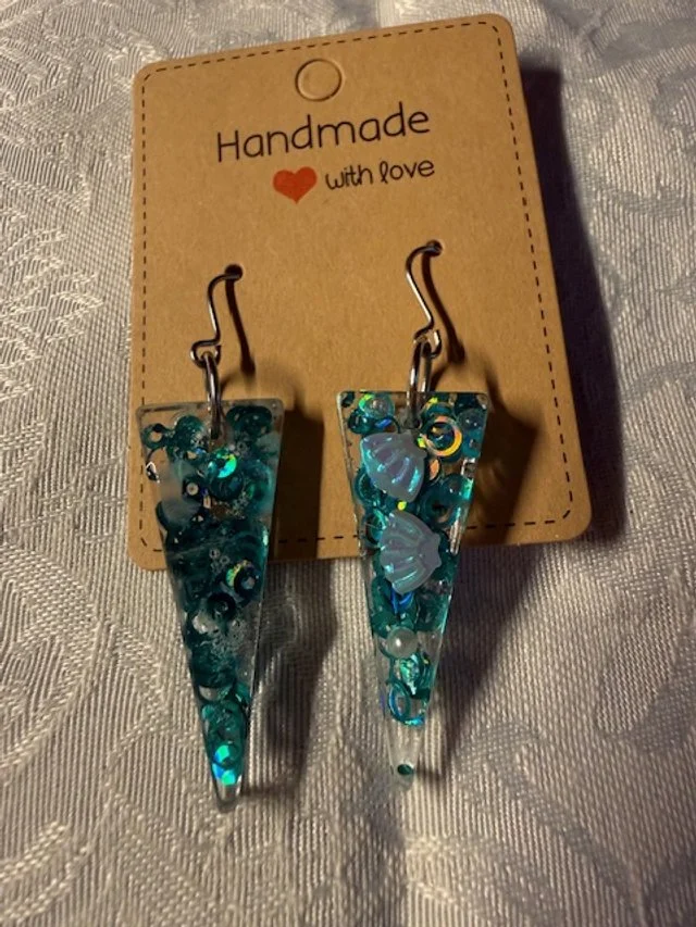 Handmade Aqua Spectrum Resin Earrings