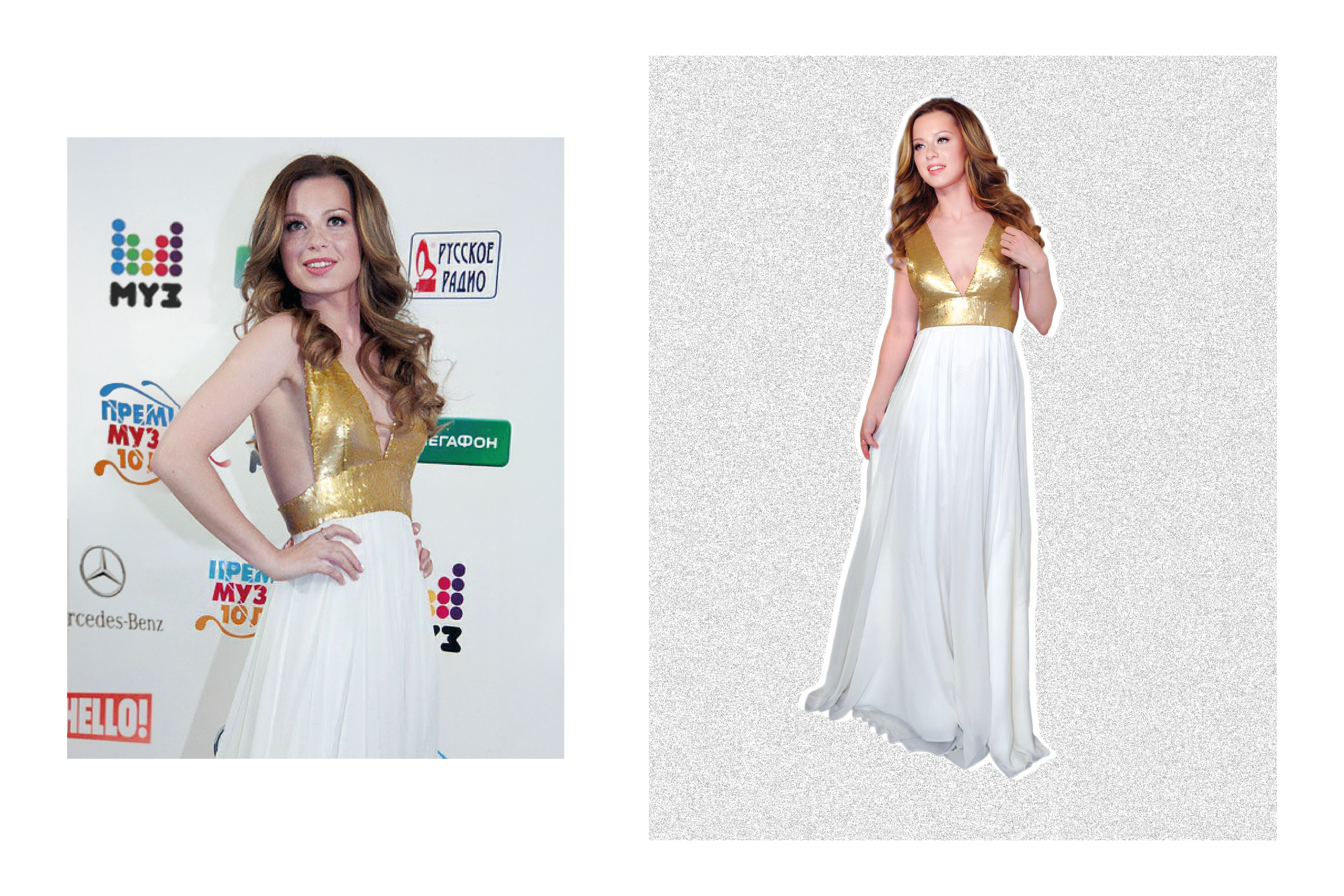 Yulia Savicheva wearing custom PANKIN couture gown at 10th ¨Muz-tv¨ russian music awards.