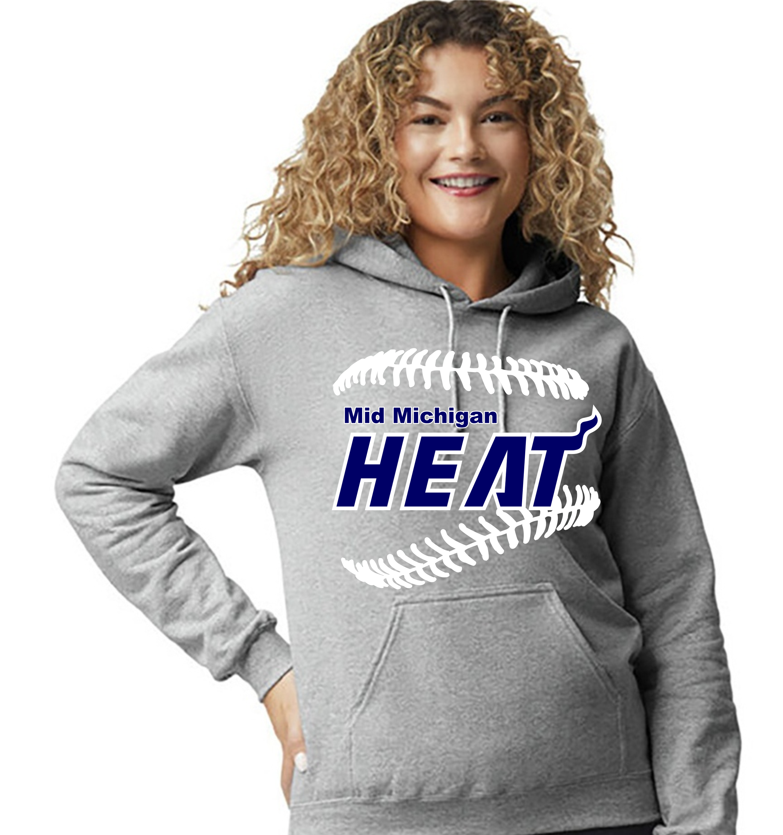 Heavy Blend™ Adult Hooded Sweatshirt Sport Gray or Youth with two color Heat logo on front