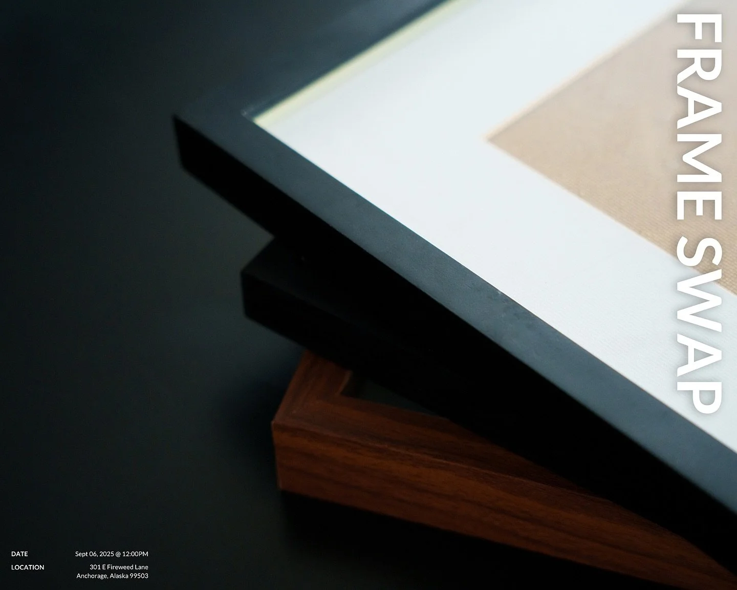 Join us on Saturday, September 6th from 12:00pm to 3:00pm for a frame swap.

Bring in new or gently used frames and/or matting and buy/sell/trade with the arts community. This is also a great opportunity to learn about different presentation methods 