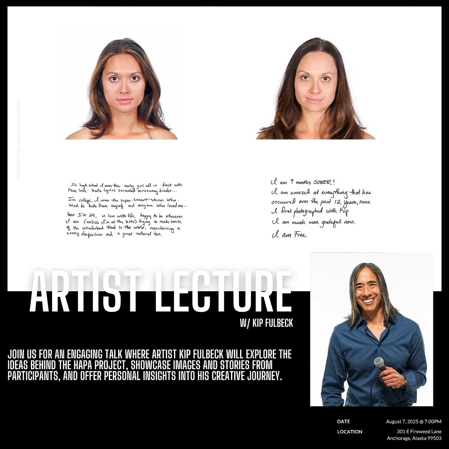 Join us for an artist lecture with Kip Fulbeck on August 7th at 7:00pm here at The Stoop.

Artist Kip Fulbeck explores multiracial identity through global communities. Join us for an engaging talk where Fullbeck will explore the ideas behind The Hapa