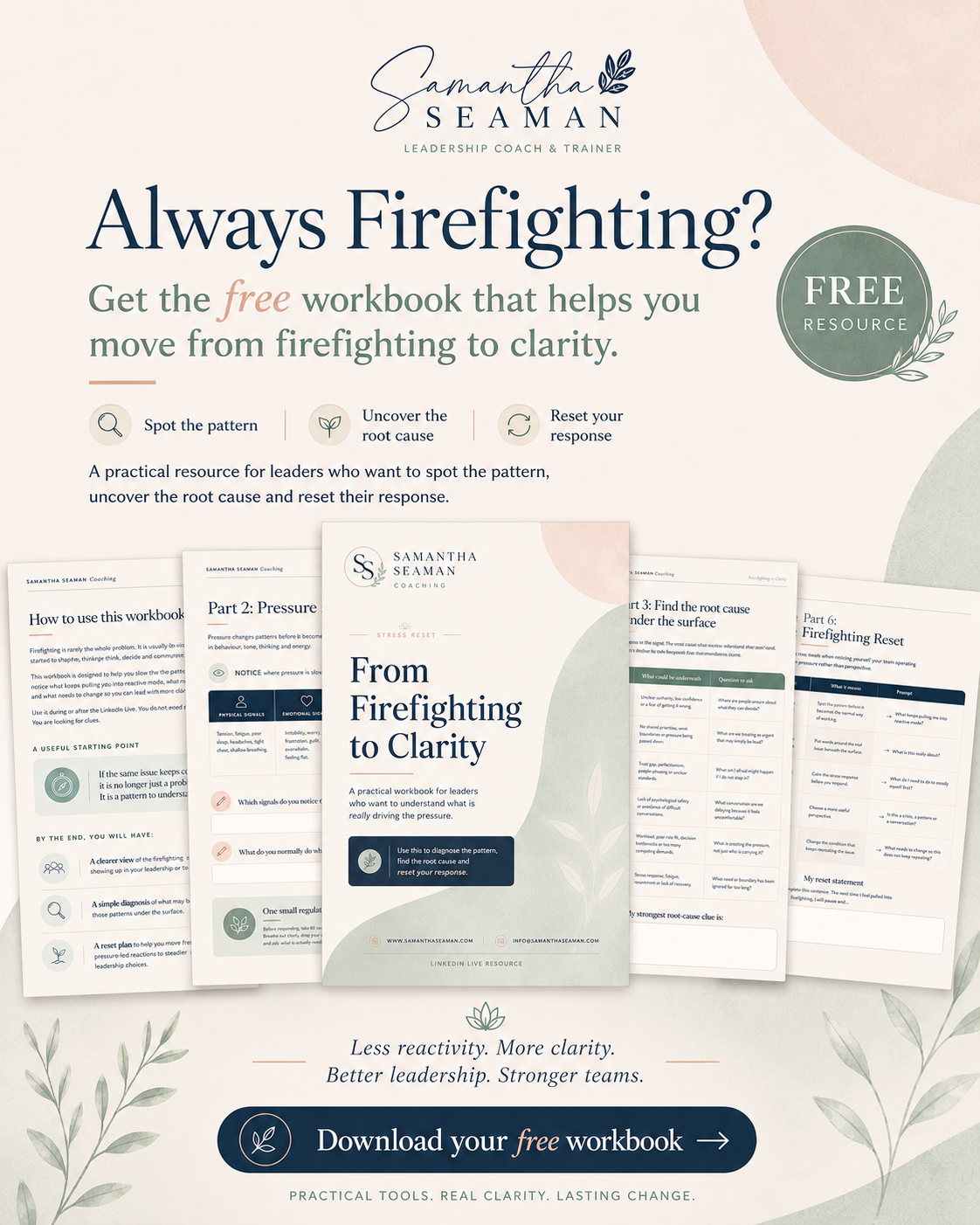 Free From Firefighting to Clarity workbook for leaders under pressure