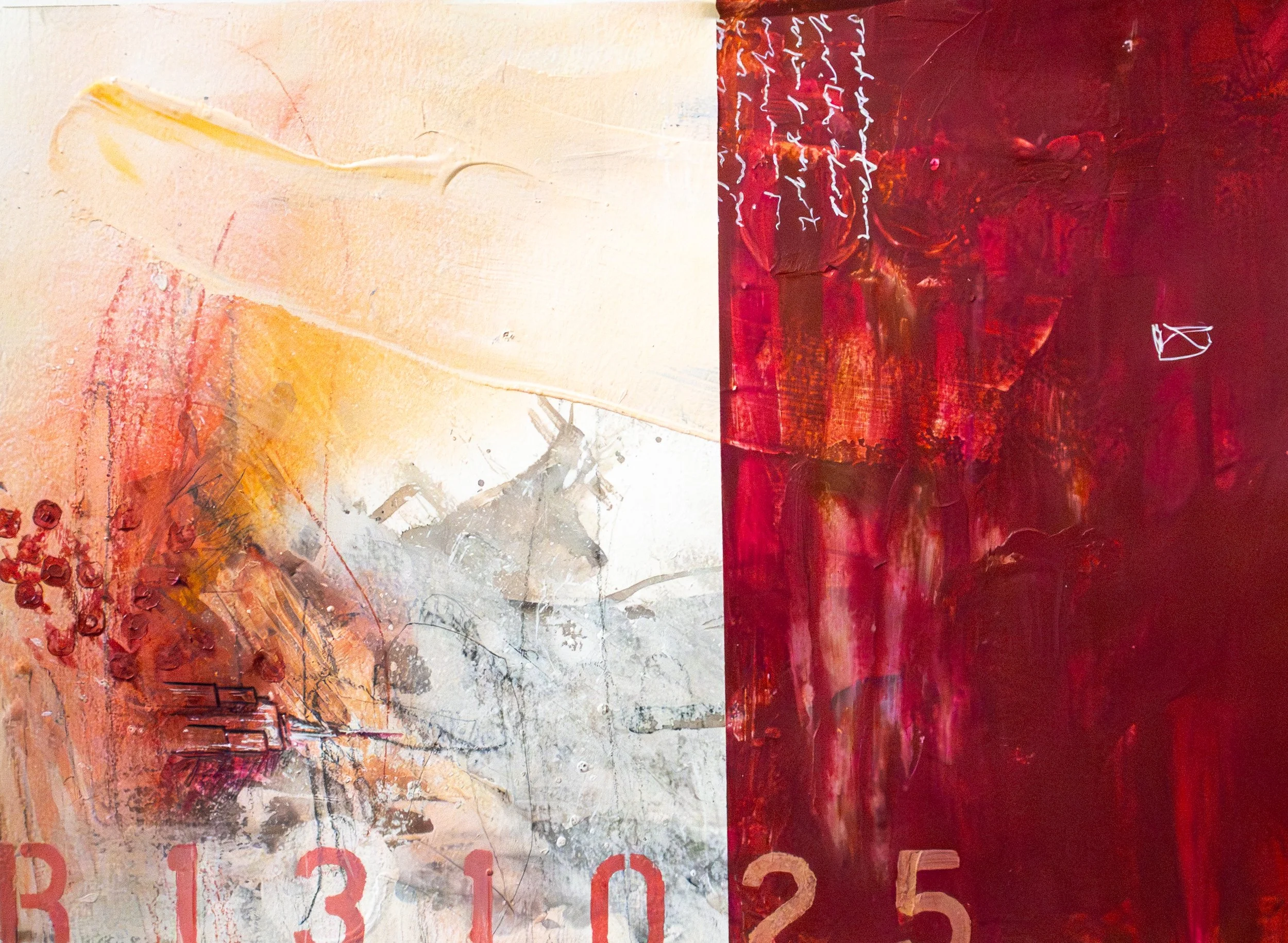 Outcry No. R131025, Mixed media on panel, 9 x 12 in., 2025