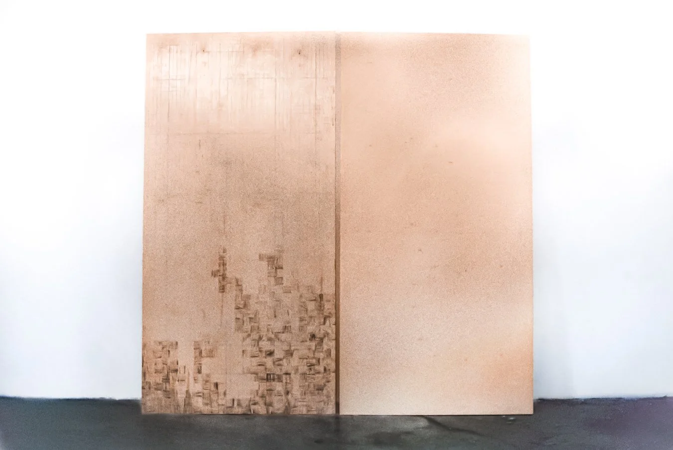 Anonymity of the Built Environment, Ink and chalk on plywood, 96 x 96 in., 1995