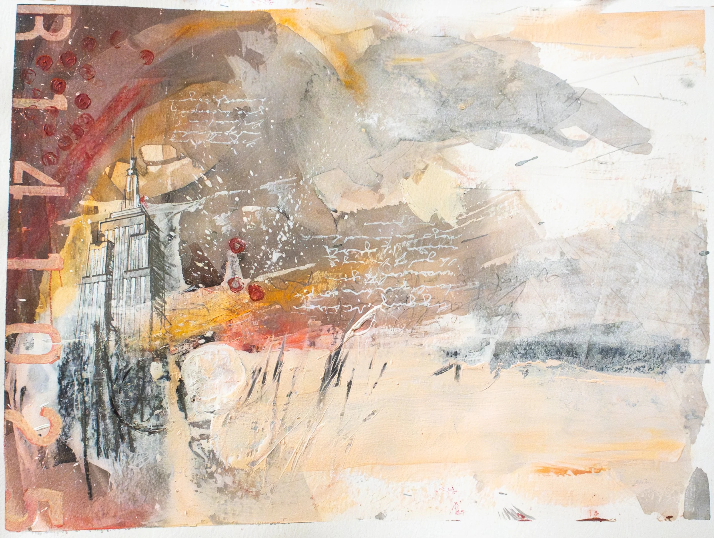 Unstoppable Heart No. R141025, 2025, Ink, acrylic, oil pastel, and graphite on paper, 30,5 x 22,9  cm