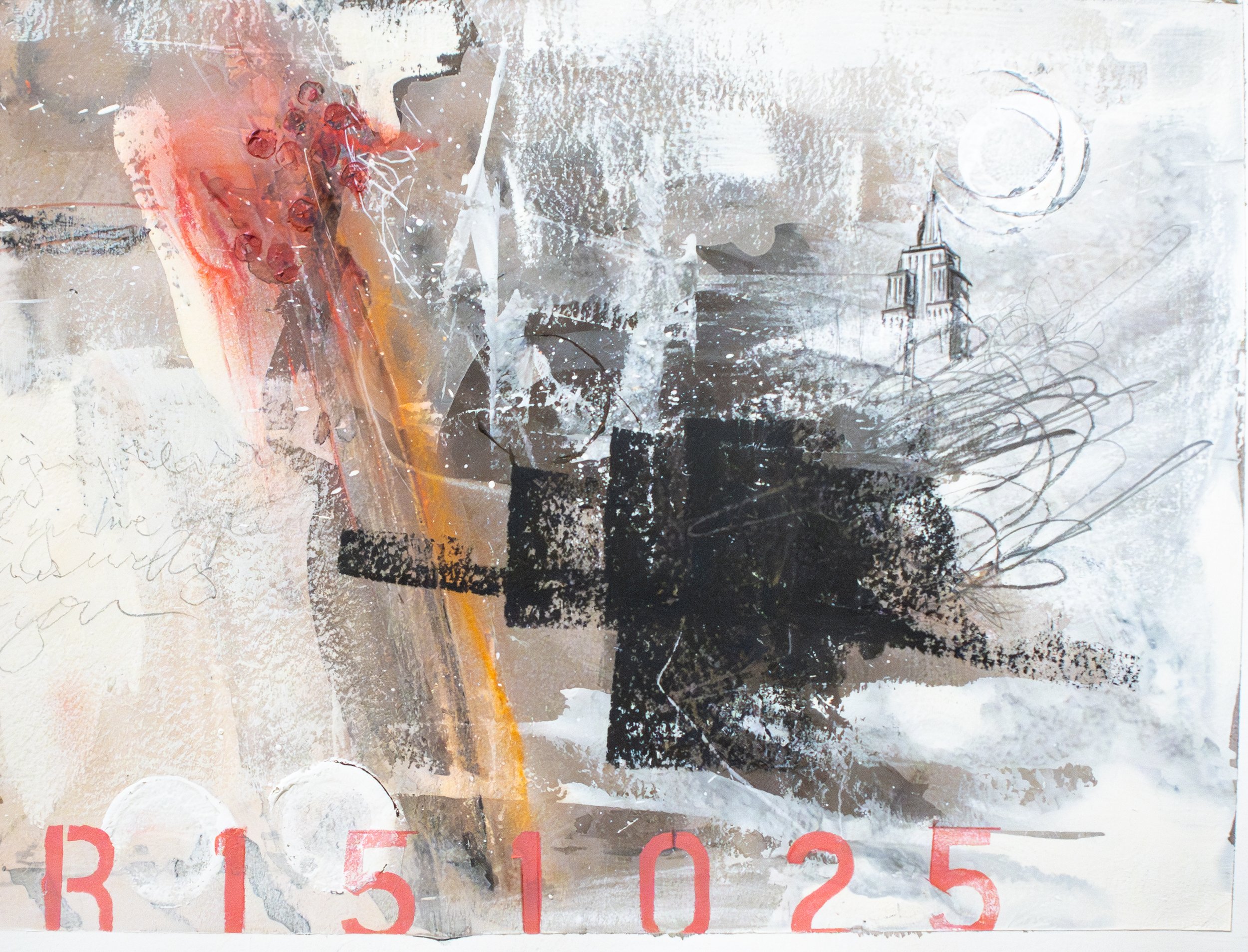 Outcry No. R151025, Mixed media on panel, 9 x 12 in., 2025