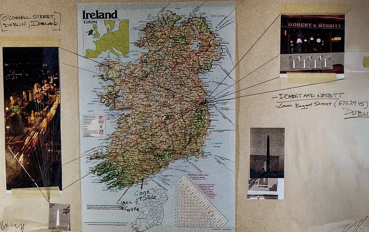 Monuments, Dublin, collage on newsprint, 17 x 28 in., 1993.