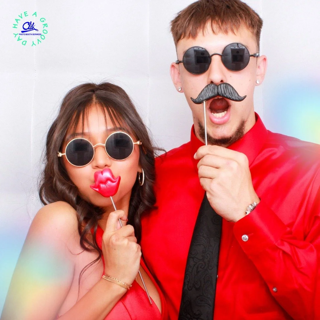Serving looks and laughs all day, every day! 😎 These two knew exactly how to rock our photo booth props and make memories that pop! Matching outfits, cool shades, and the perfect props - that's how you have a GROOVY day with Clik! ❤️📸 

Need some m