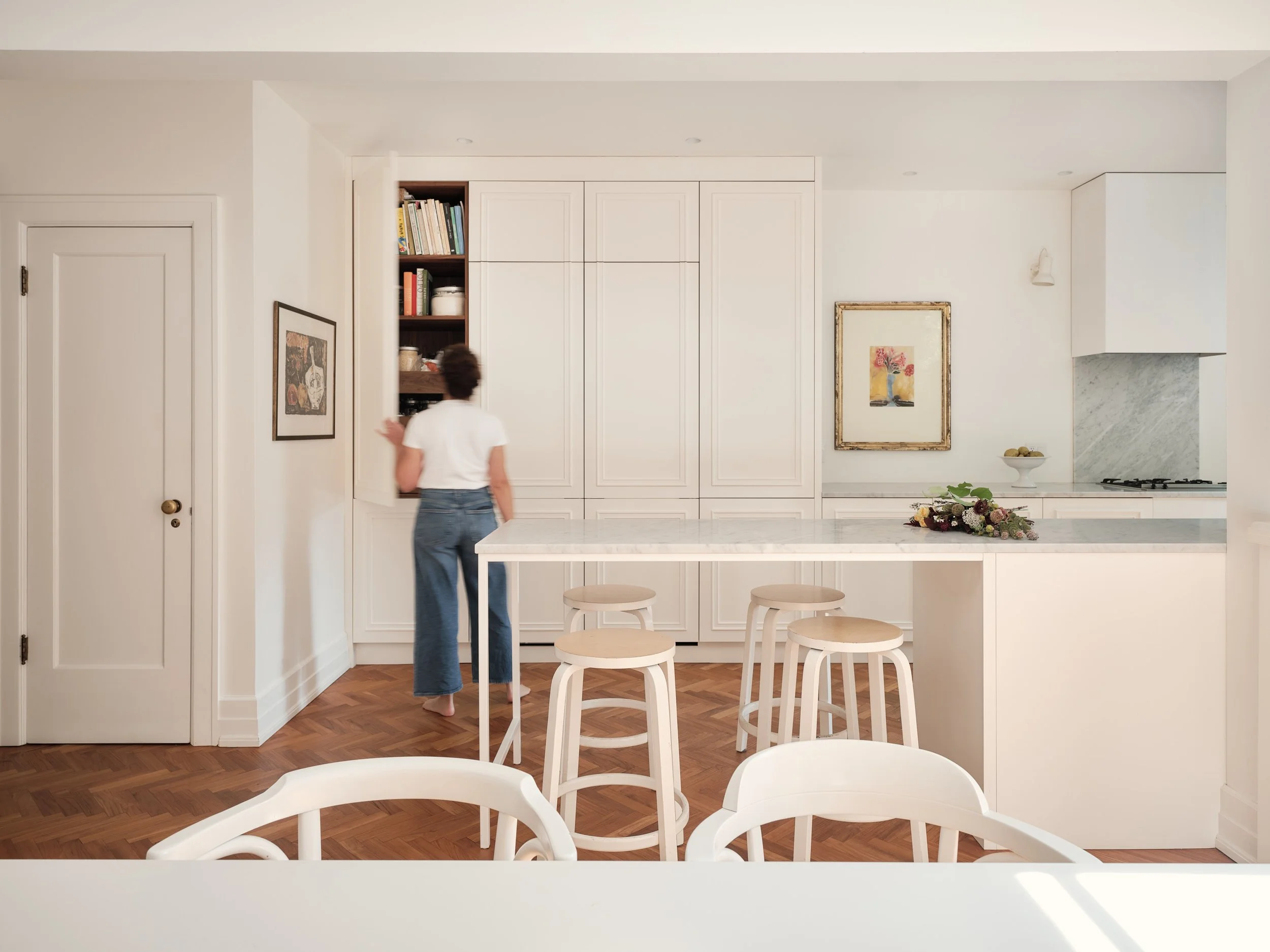 Parisian-style white custom kitchen