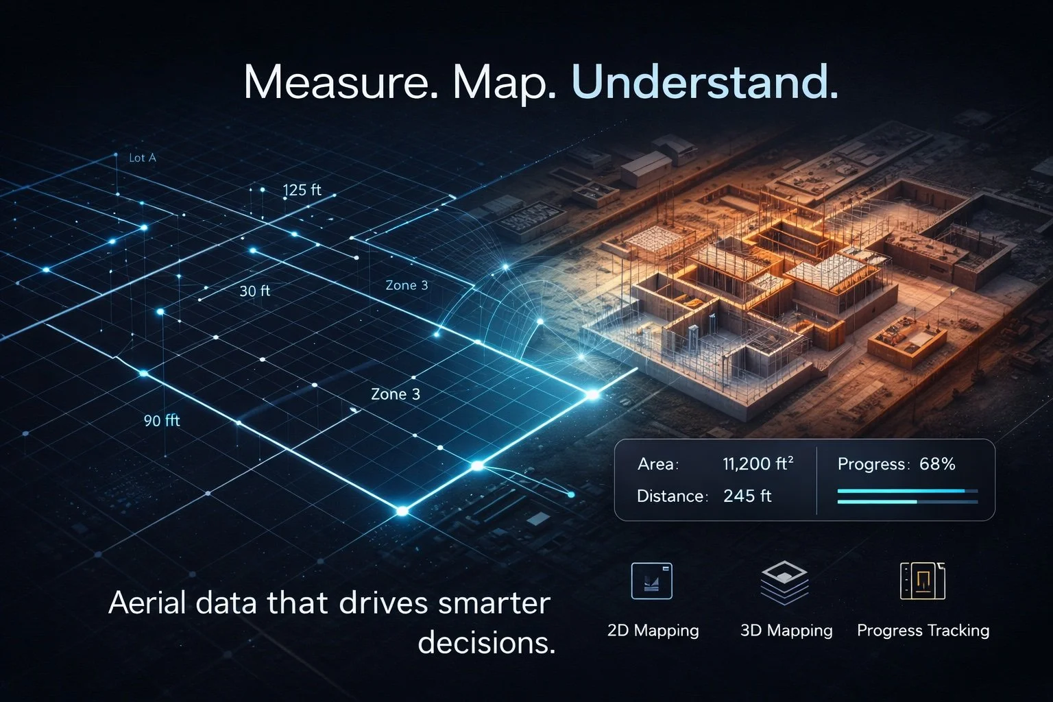 Aerial data mapping and construction site visualization with SKYVISION.