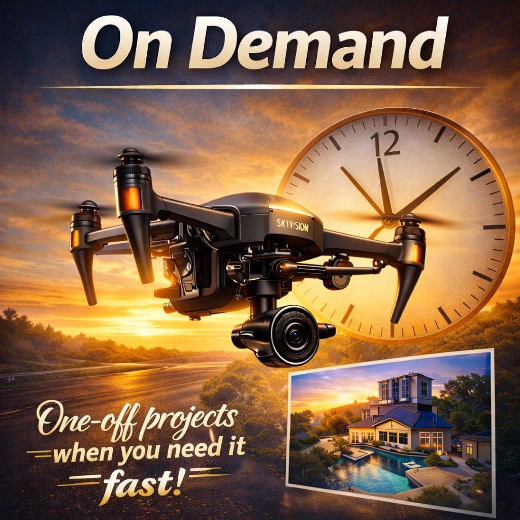 On-demand drone services for real estate and business projects with fast aerial photography and video capture by SkyVision