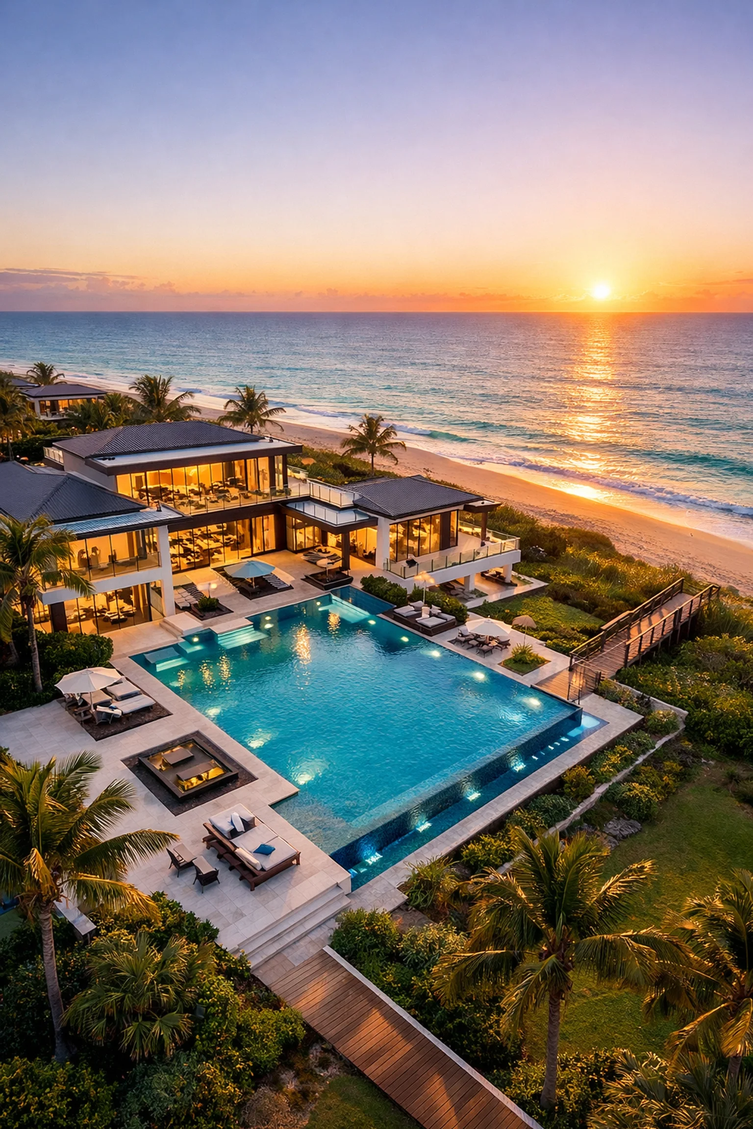 Luxury beachfront estate in Vero Beach captured via professional aerial photography services for real estate growth.