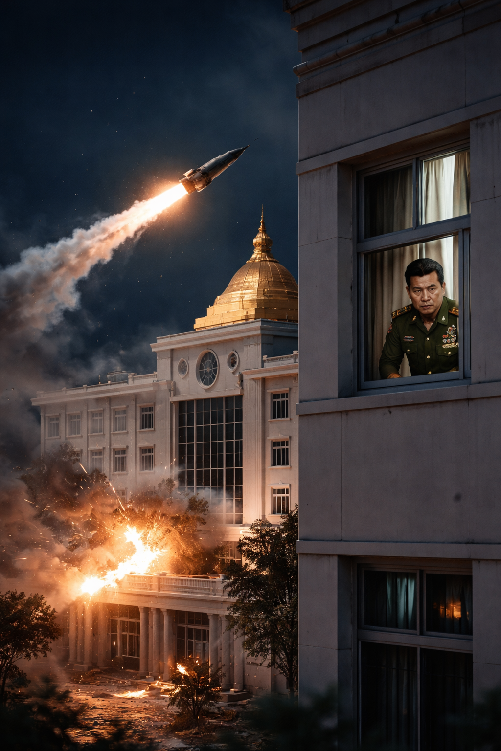 Rocket Attack Reported on Mandalay Military Headquarters Amid Claims Junta Leader Min Aung Hlaing Was Present