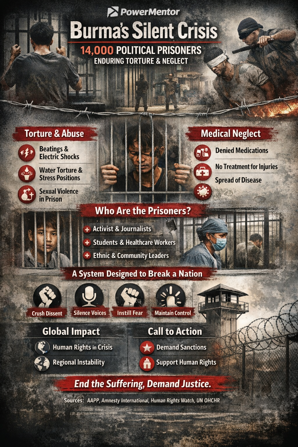 Burma’s Silent Crisis: 14,000 Political Prisoners Enduring Torture and Neglect