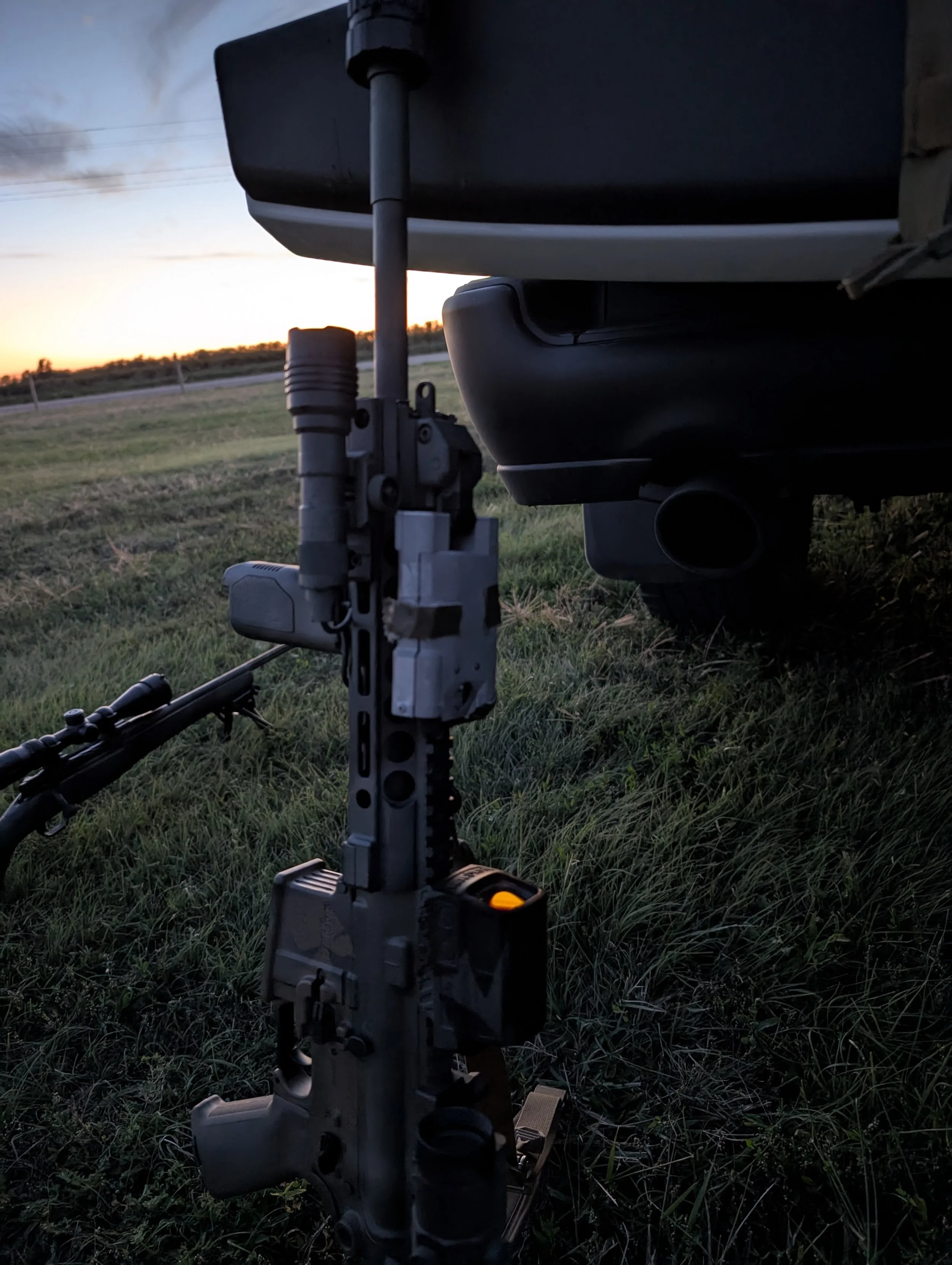Toadworx LAM Mk1 posing during a Kansas sunset on a SIg 516 Gen 2 suppressed rifle.