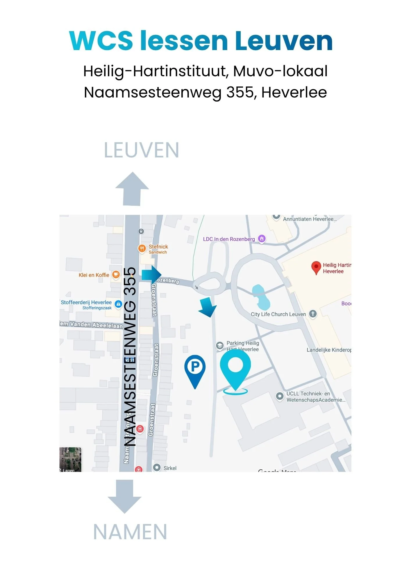 waar parkeren voor het MUVO lokaal in Heilig Hart Heverlee