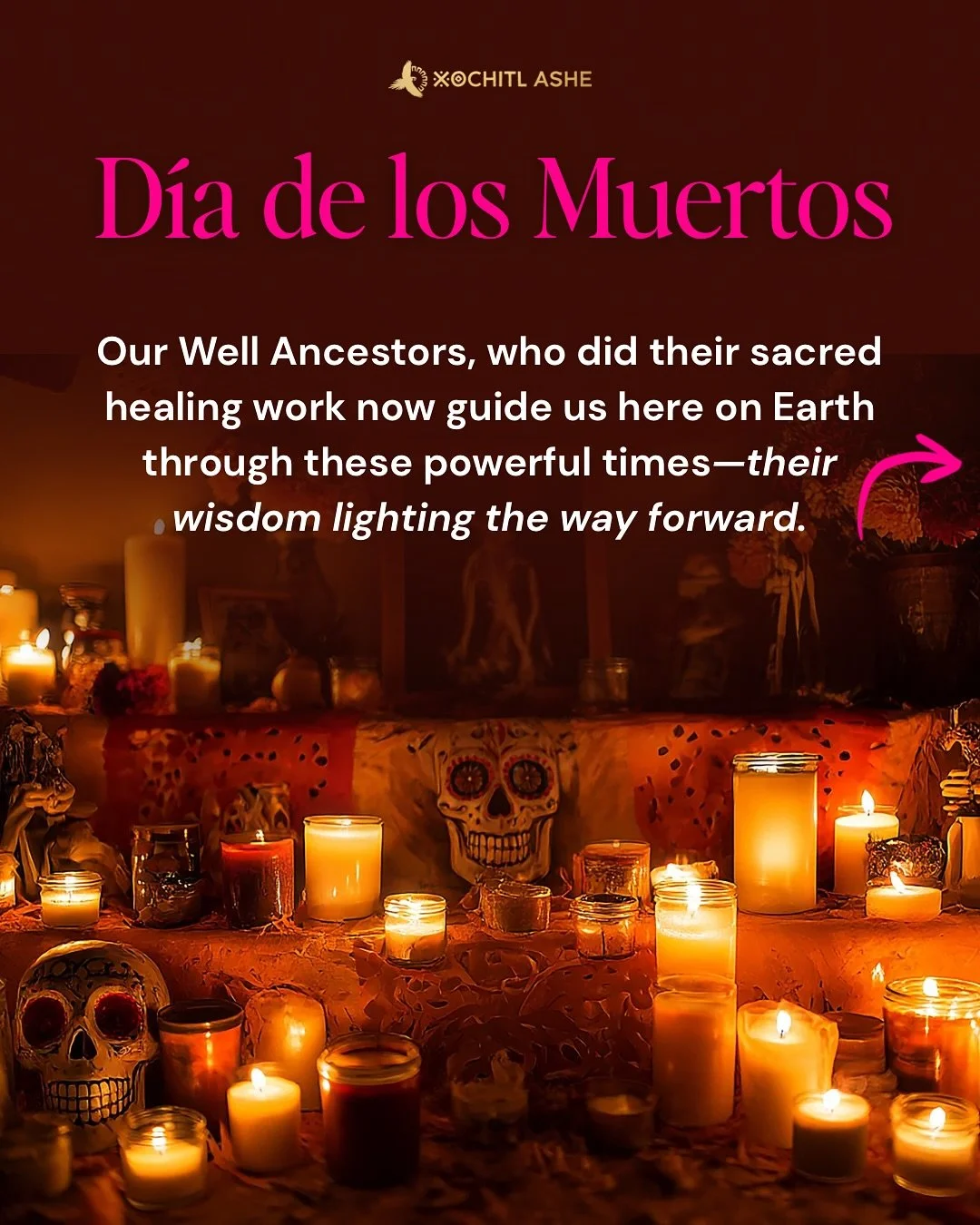 When the veil grows thin, our ancestors draw near ✨🕯️

This sacred season of D&iacute;a de los Muertos reminds us we are never alone. Those who did their healing work in their lifetime, who transformed pain into light, now dedicate their soul&rsquo;