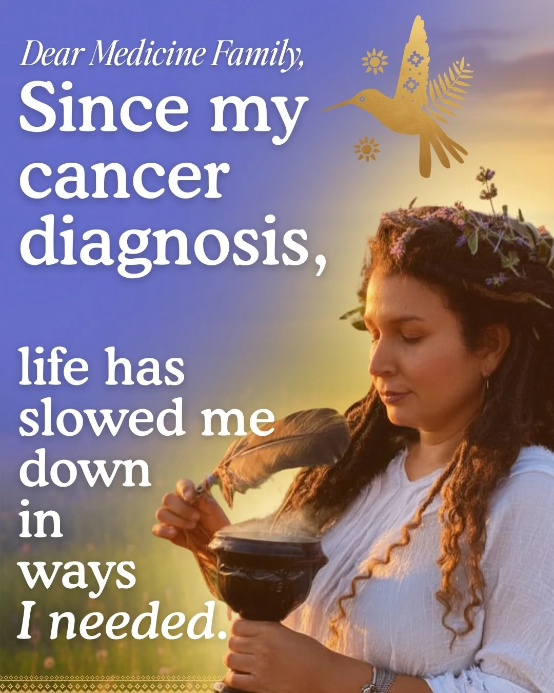 💜 Since my cancer diagnosis, life has slowed me down in ways I did not ask for and needed more than I knew.
I have had a lot of time to sit. To reflect on my life, on this world, on what these teachings are for and who they are for.

And something h
