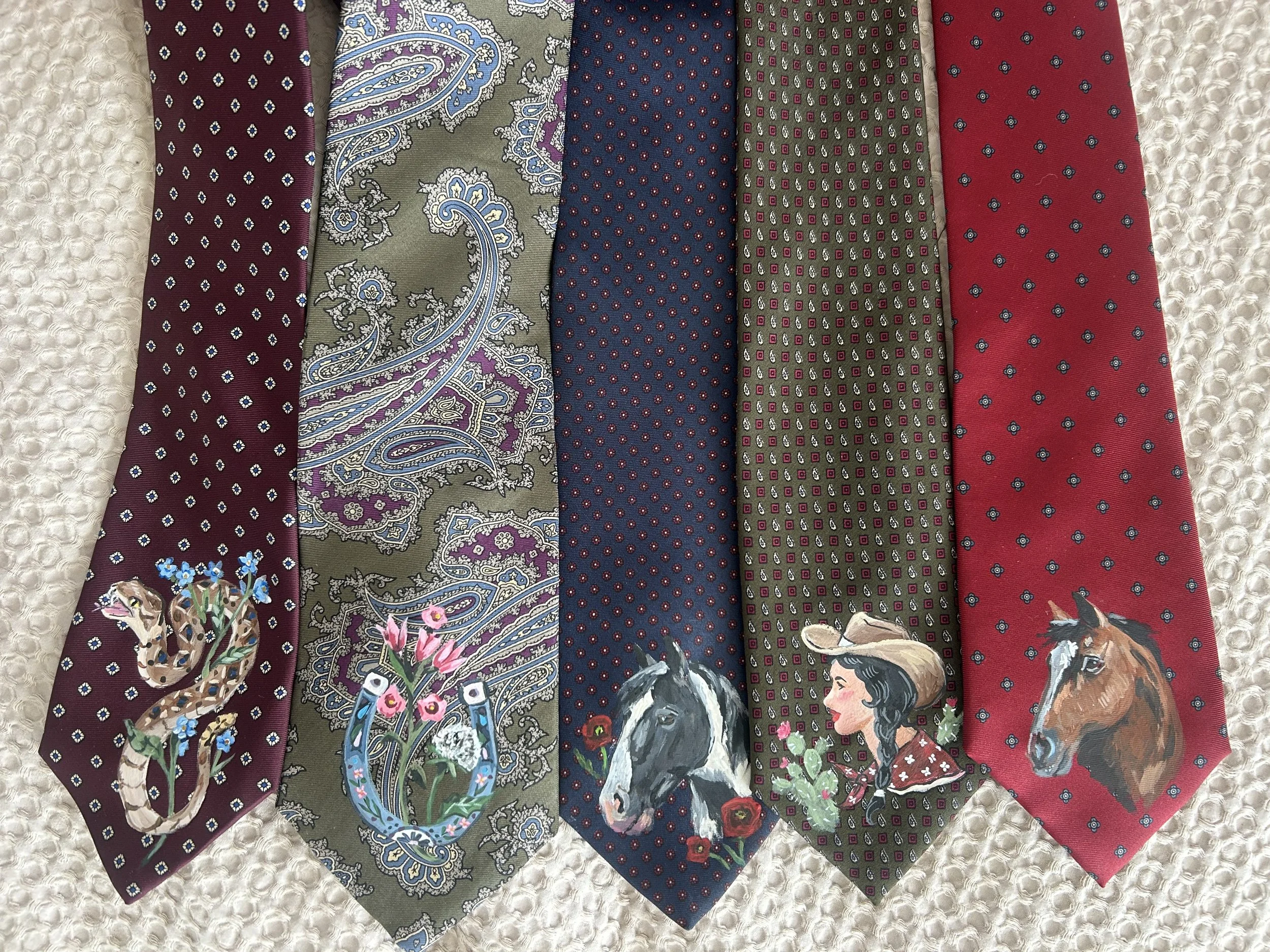 Hand-Painted Western Silk Tie - CUSTOM