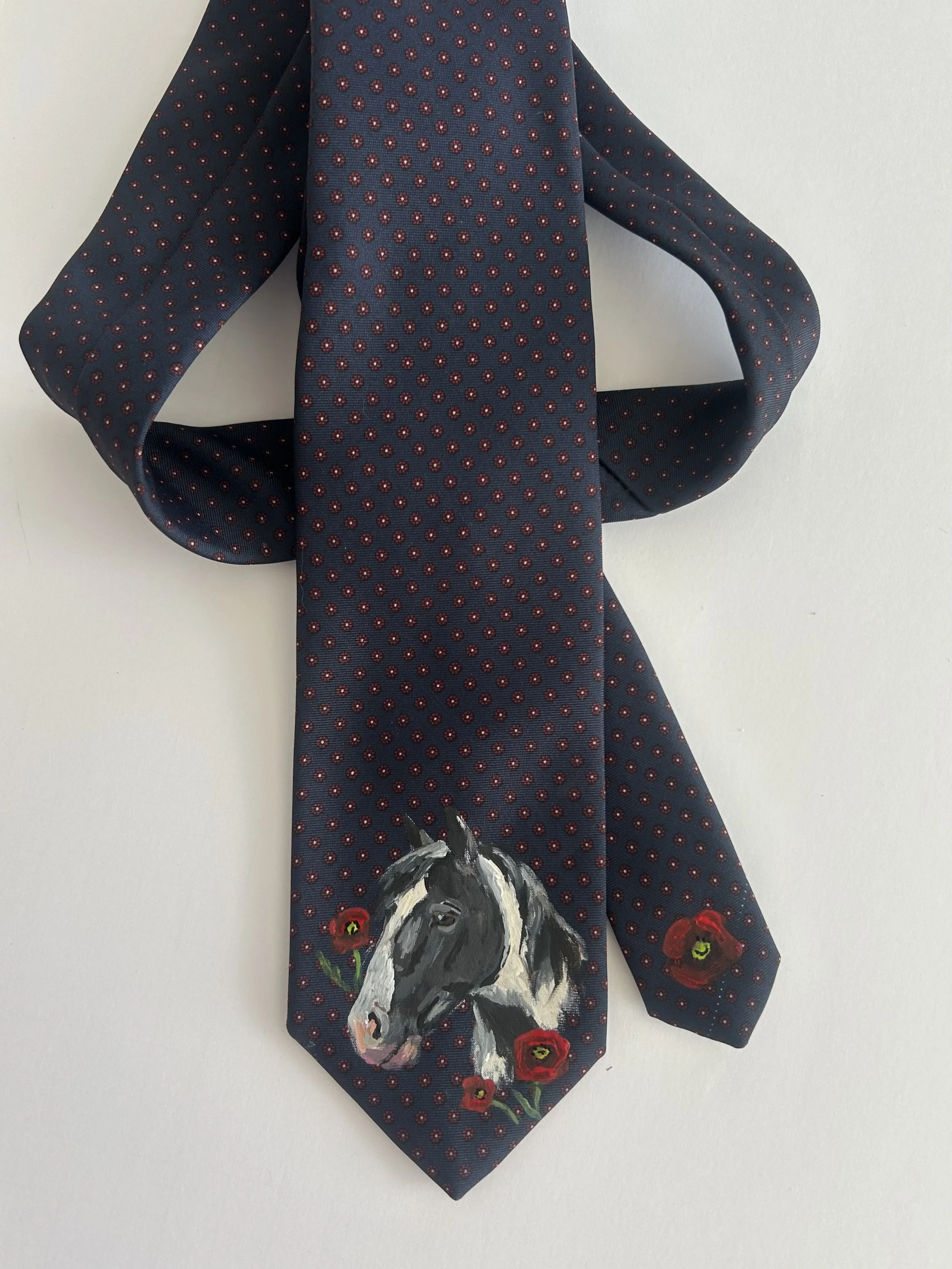 Hand-Painted Western Silk Tie - Paint & Poppies