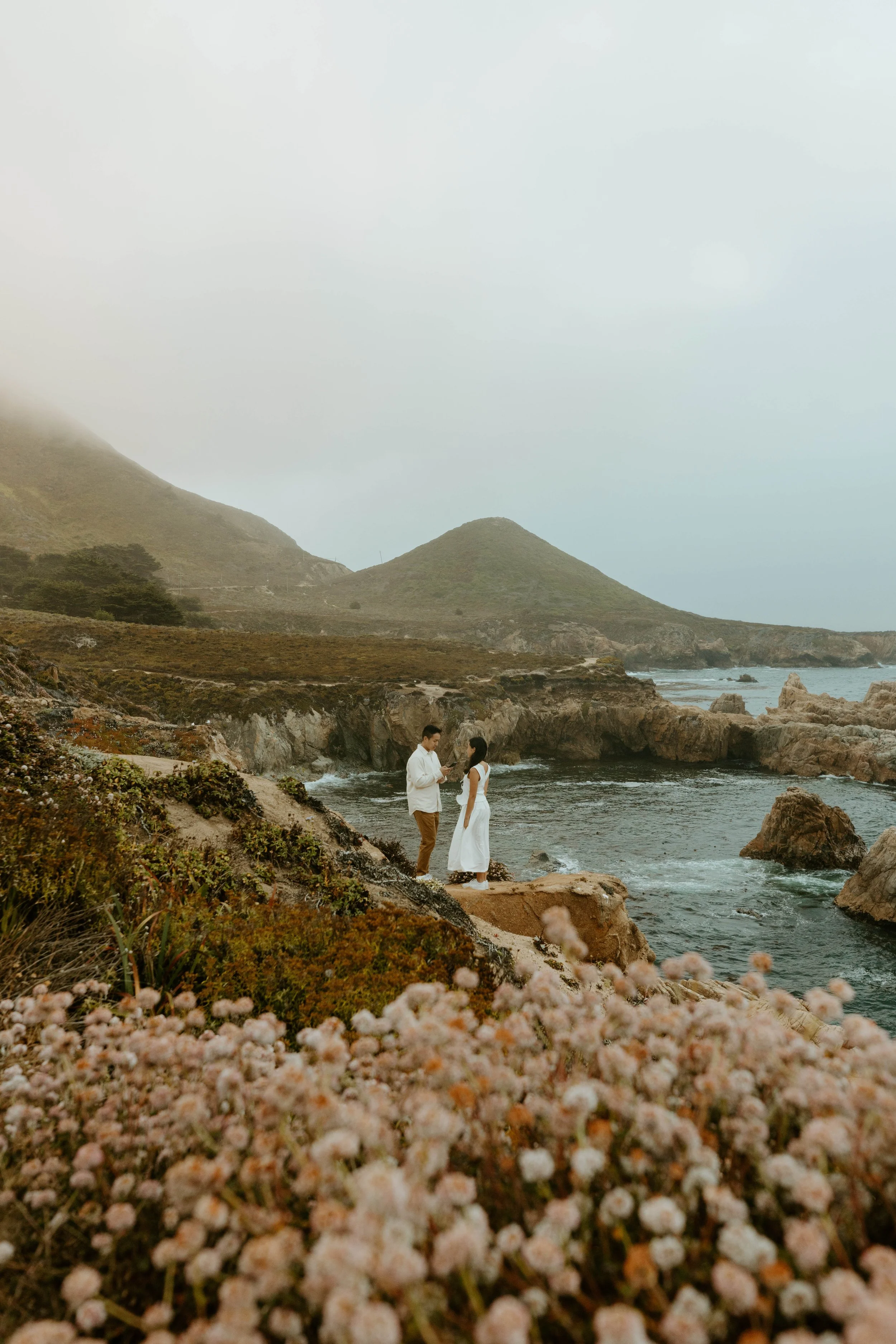 groom reading vows to bride during a big sur small wedding