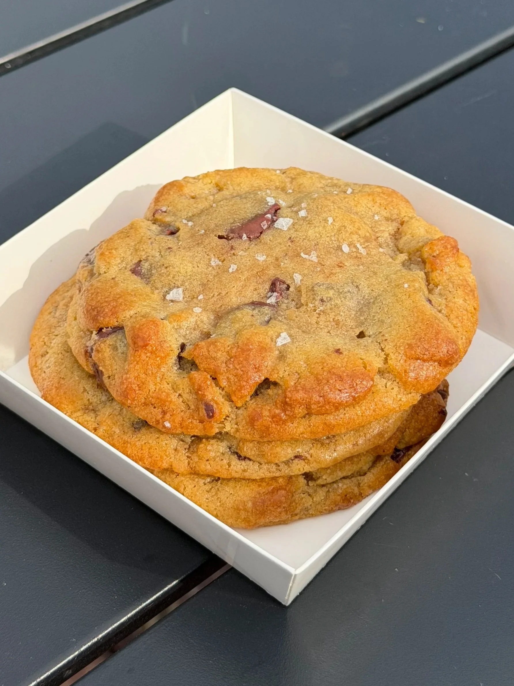 Brown butter chocolate chip cookies with flaky sea salt from Salty Blonde Bakery