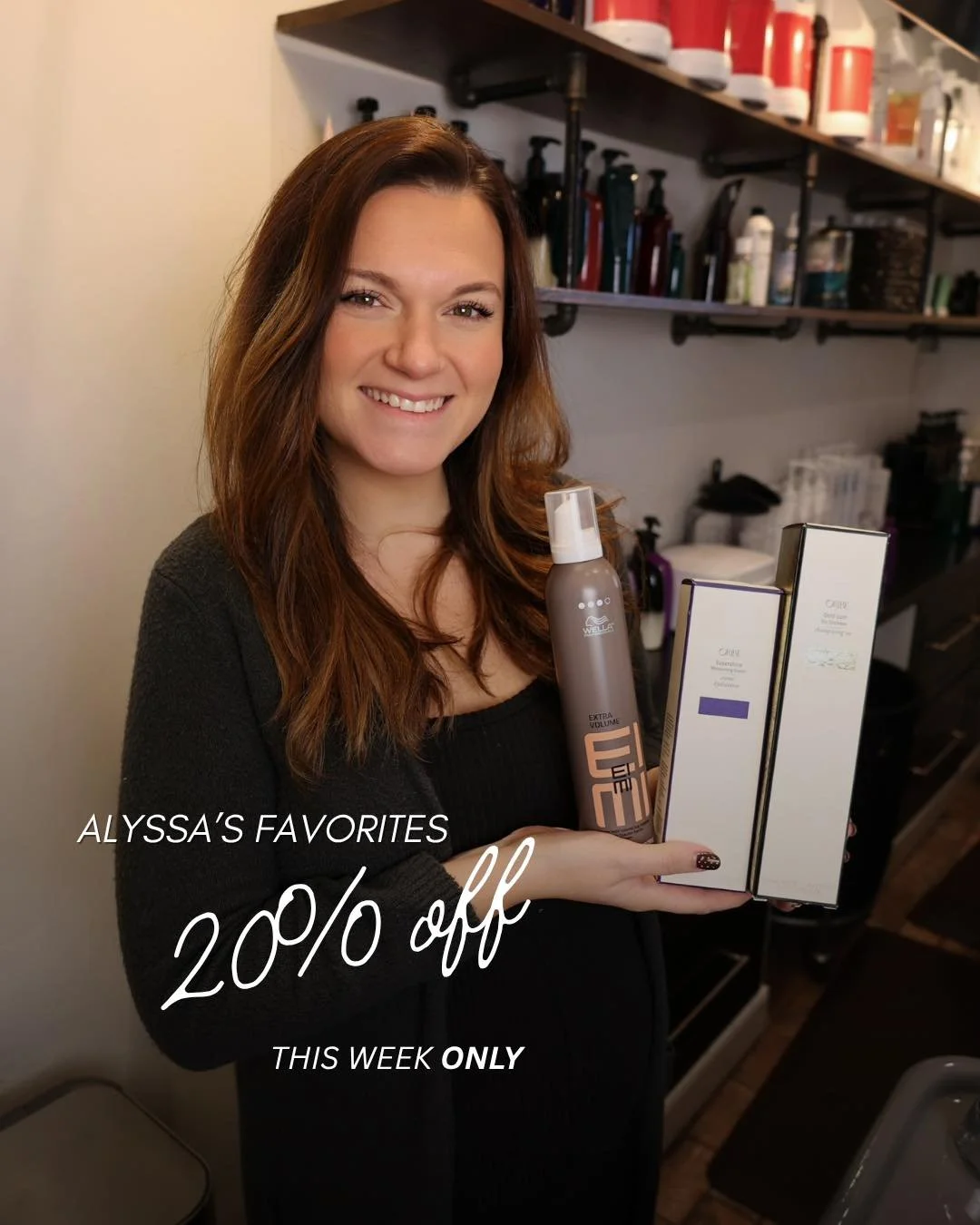 This week only &mdash; snag Alyssa&rsquo;s favorites at 20% off!

Her top three for effortless volume, fresh hair, and silky, hydrated ends:
🫧 Oribe Gold Lust Dry Shampoo &ndash; revives the hair + scalp without residue
🫧 Wella EIMI Extra-Volume Mo