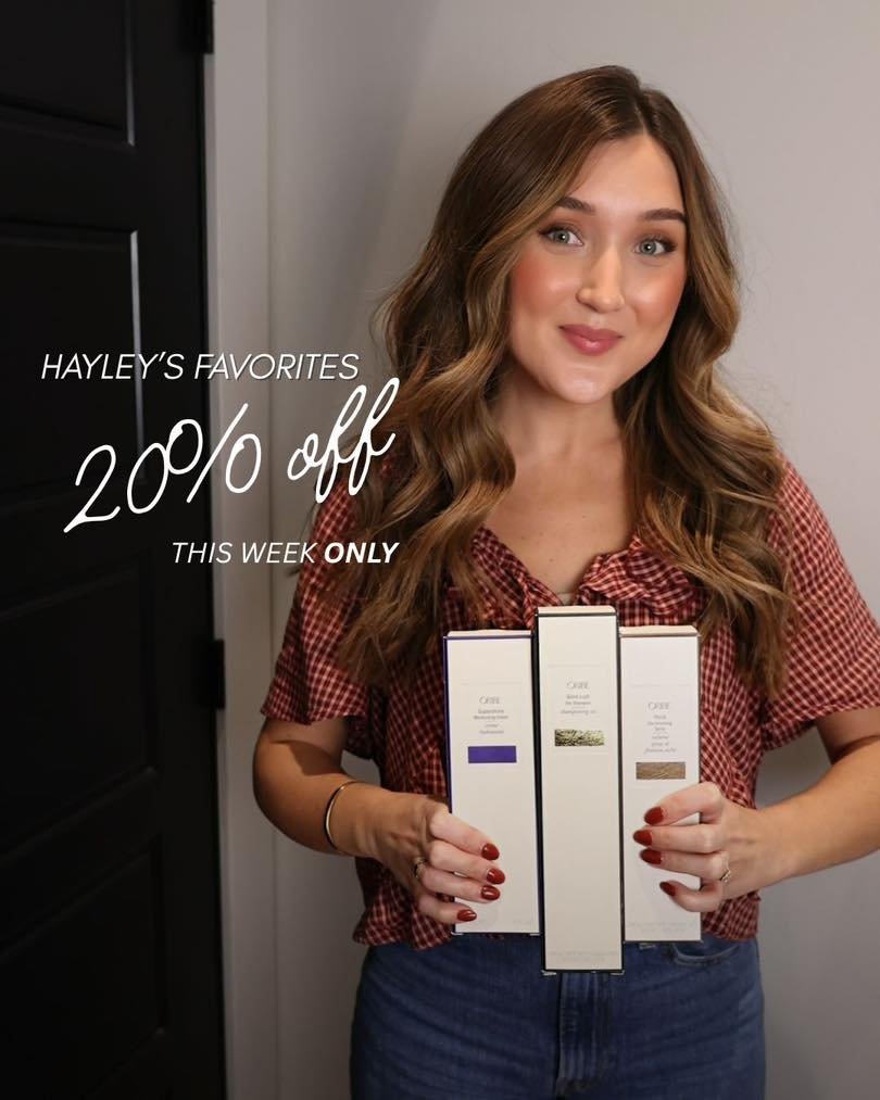 This week only &mdash; enjoy 20% off Hayley&rsquo;s favorite products.

✨ Oribe Gold Lust Dry Shampoo
✨ Oribe Supershine Moisturizing Cr&egrave;me
✨ Oribe Thick Dry Finishing Spray

Offer only lasts until Friday! Hurry in!