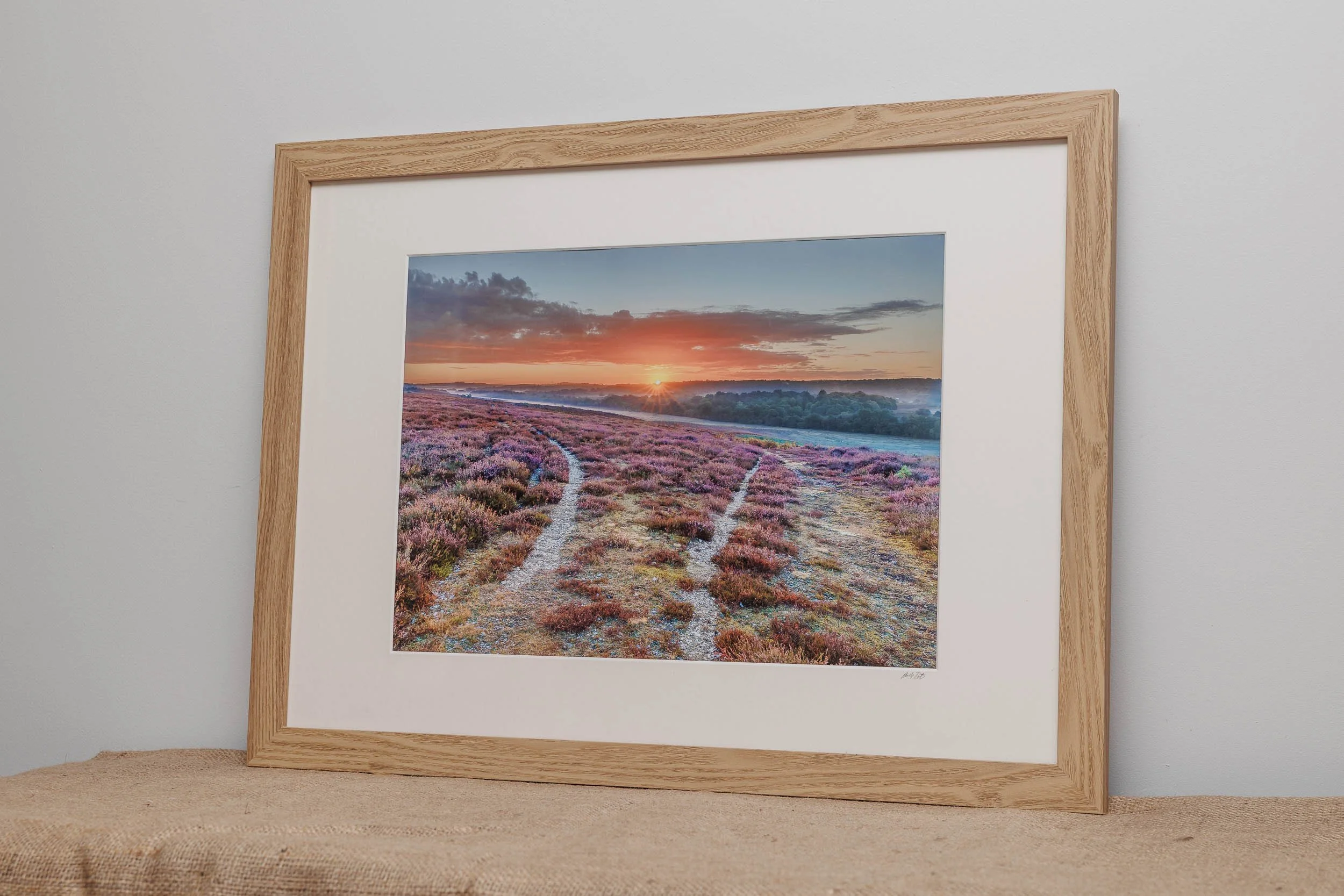 Heather-hillside-sunrise-new-forest-framed Andy Tait photography.jpg