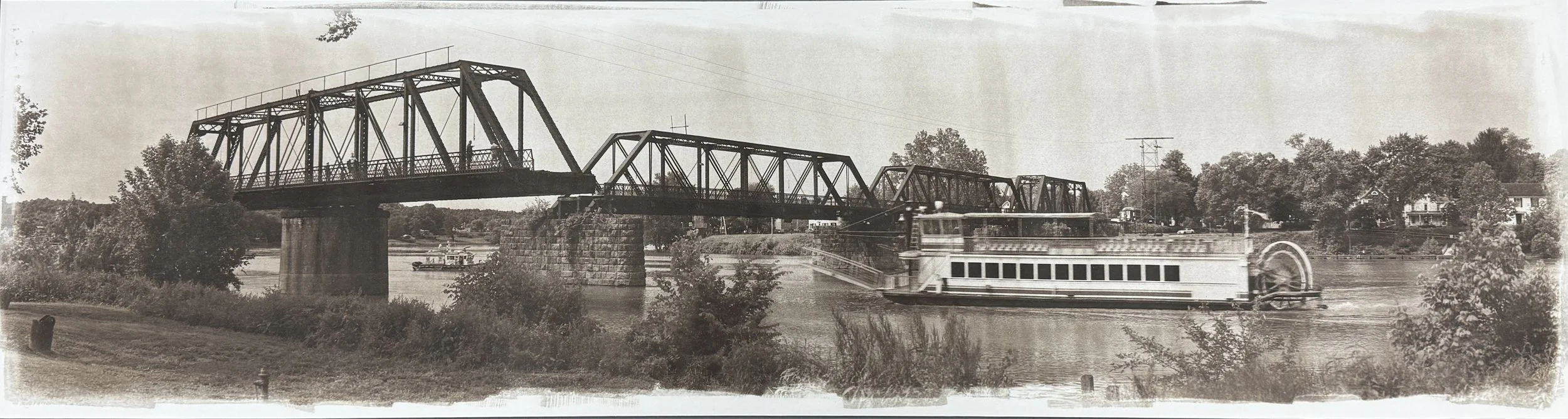 Harmar Bridge & Valley Gem Sternwheeler, Marietta, 2025 (Vandyke Brown Print)