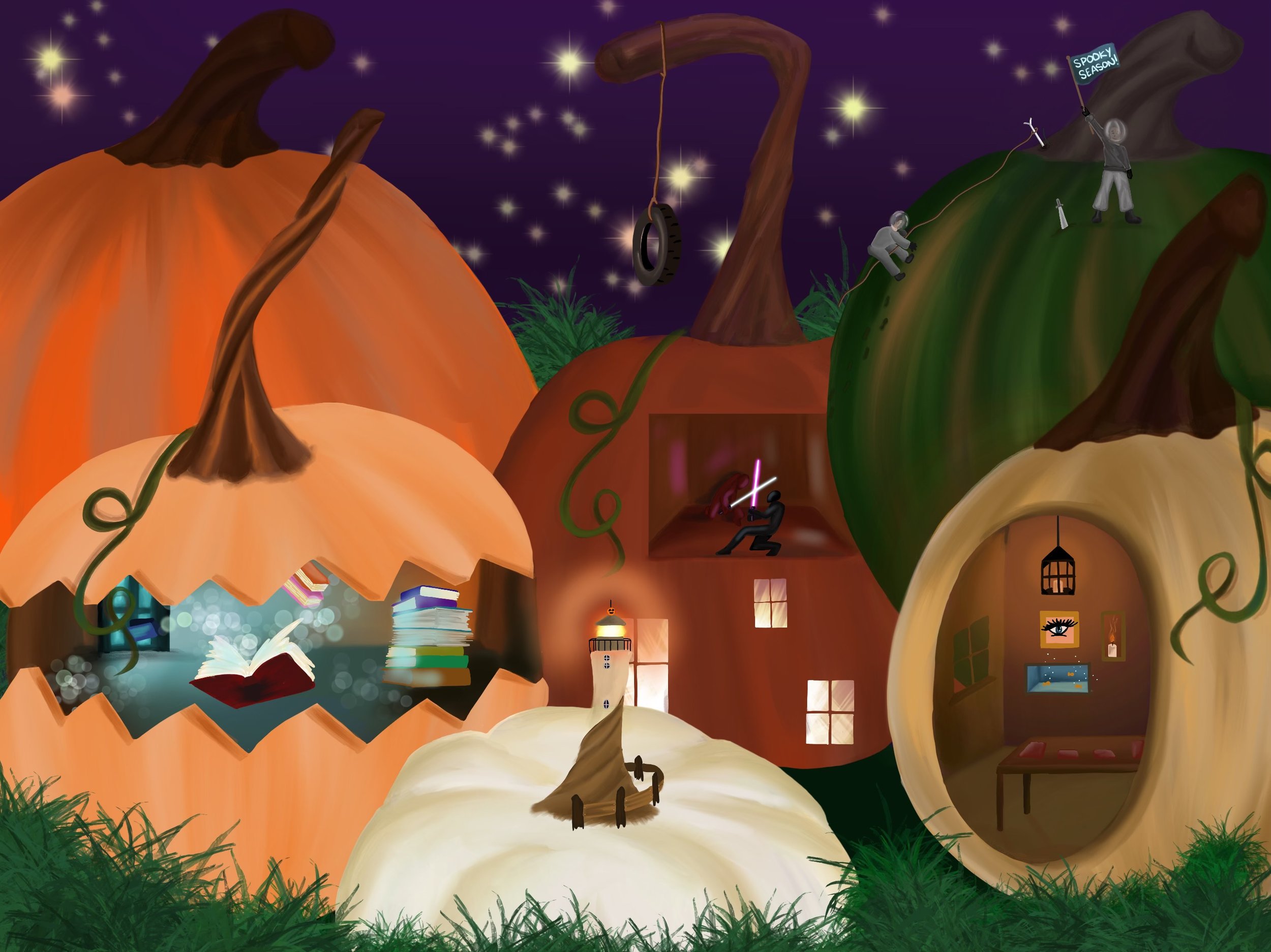"October Surrealism: Where Pumpkins Dream" Procreate 