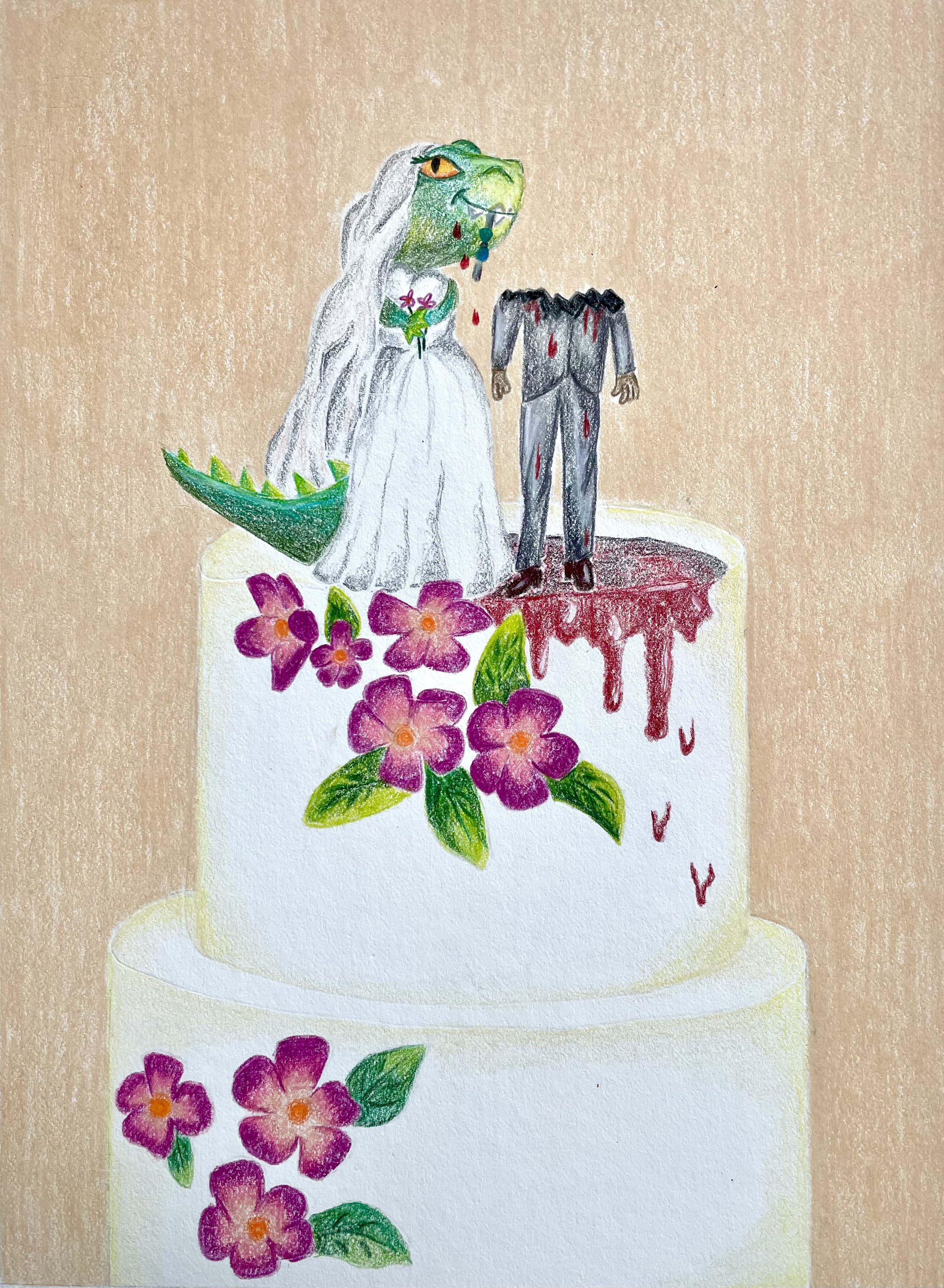 "Bridezilla Attacks" Colored Pencil