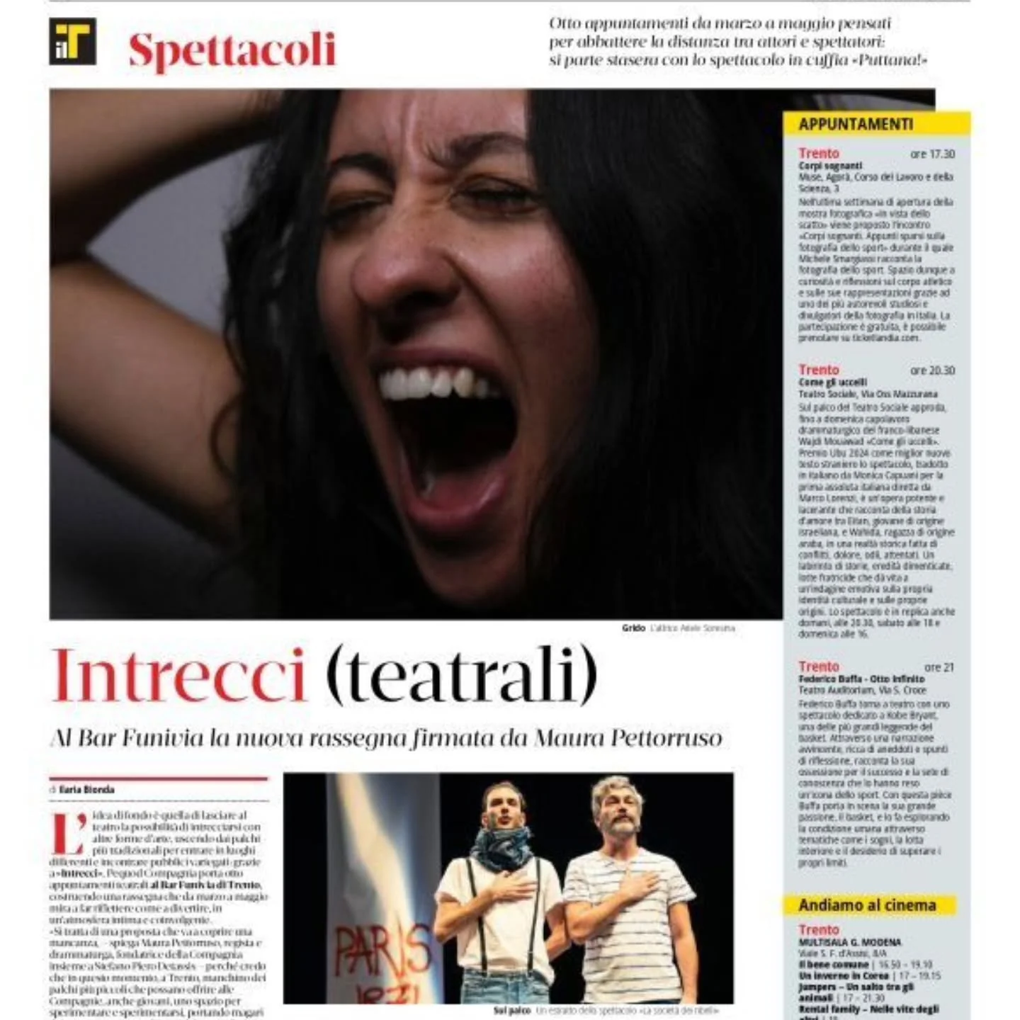 Oggi sul il T:  @ilariabiondaa @il_t_quotidiano
"L'idea di fondo &egrave; quella di lasciare al teatro la possibilit&agrave; di intrecciarsi con altre forme d'arte, uscendo dai palchi pi&ugrave; tradizionali per entrare in luoghi differenti e in