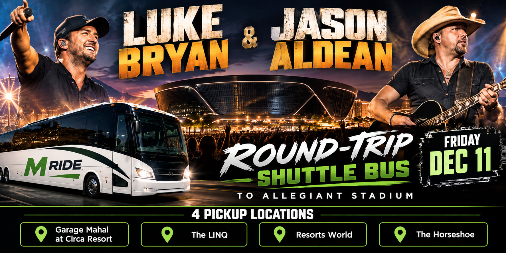 Luke Bryan Shuttle Tickets: Round Trip to Allegiant Stadium