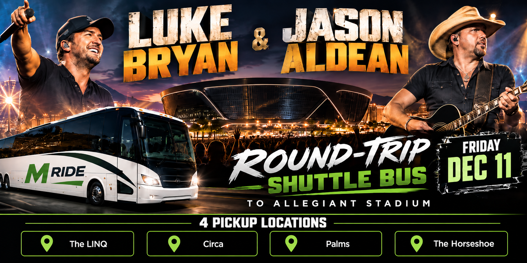 Luke Bryan Shuttle Tickets: Round Trip to Allegiant Stadium