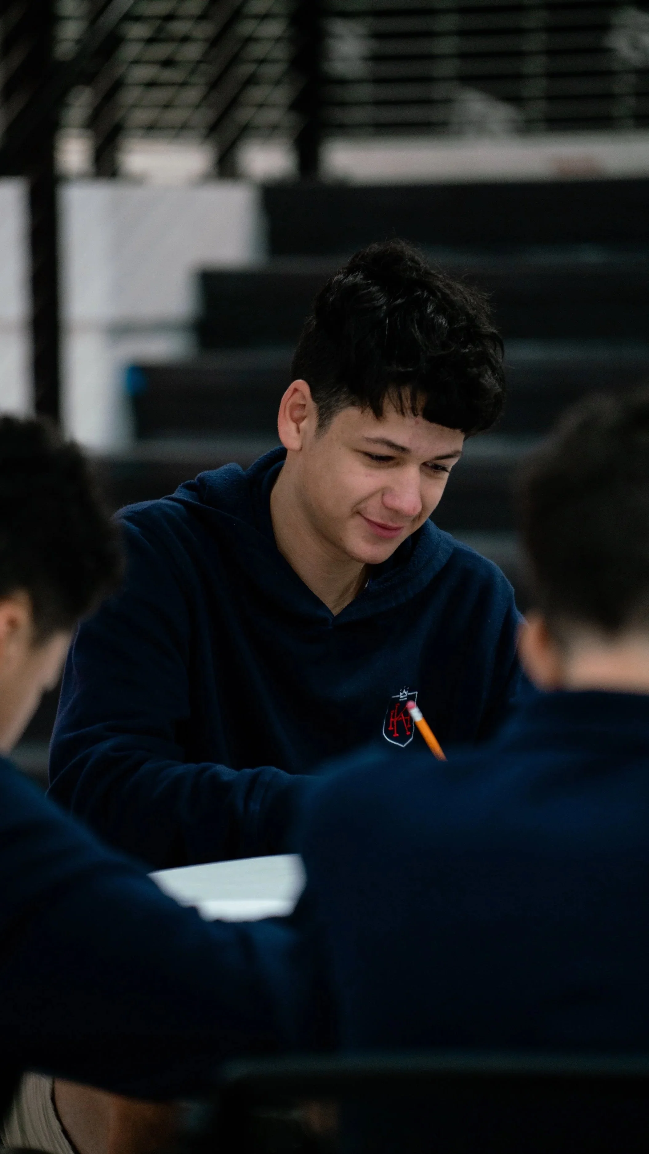 A middle school student at Kingdom Heights, a private Christian school in Huntsville, Alabama, preparing students for academic success.