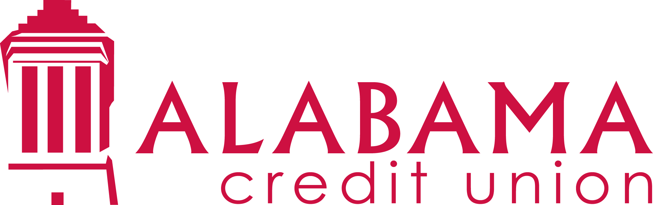 Alabama Credit Union logo with a maroon lighthouse icon and text.