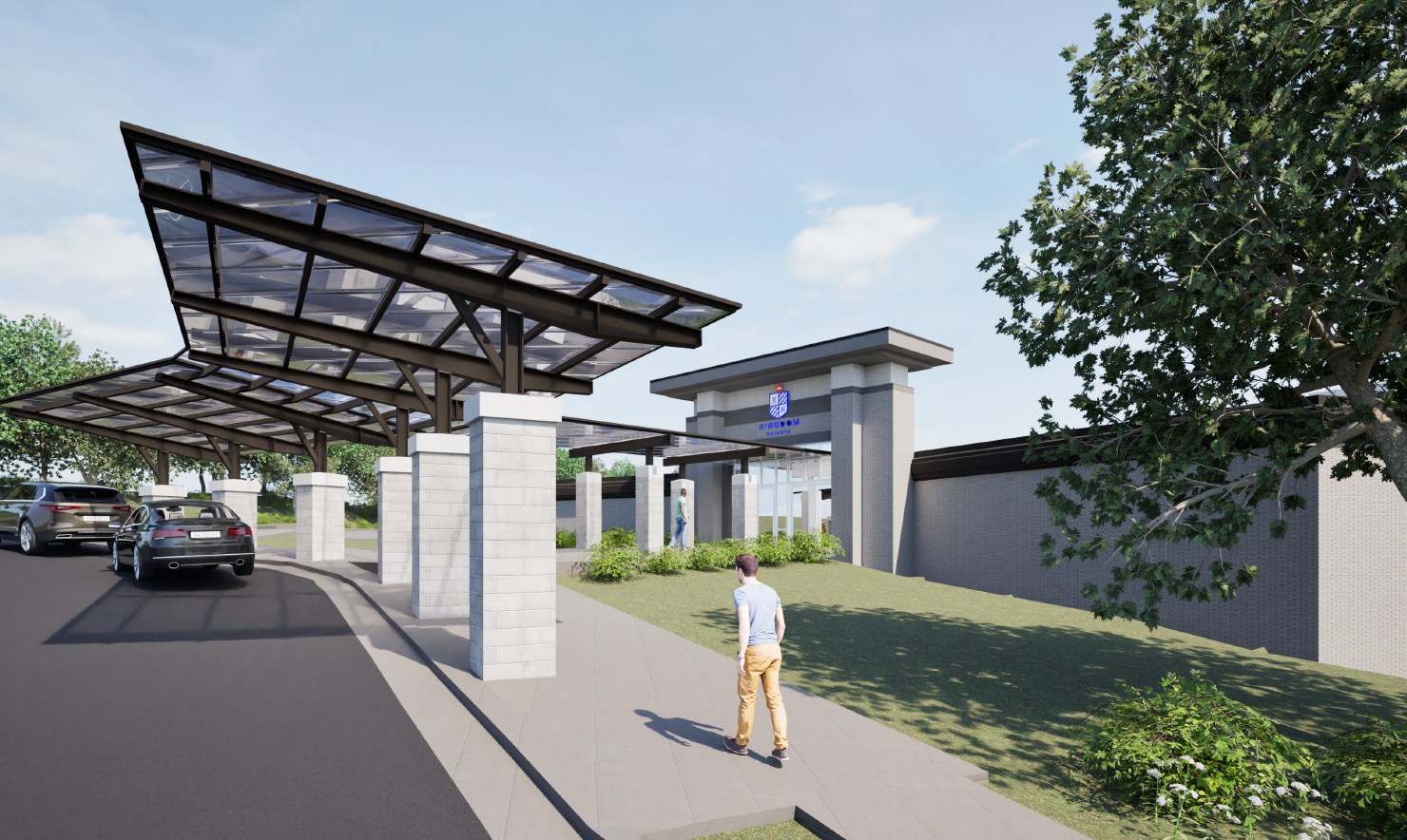 rendering of the newly designed student drop-off area at Kingdom Heights Preparatory School in Huntsville, Alabama, ensuring safe and efficient arrivals for students.