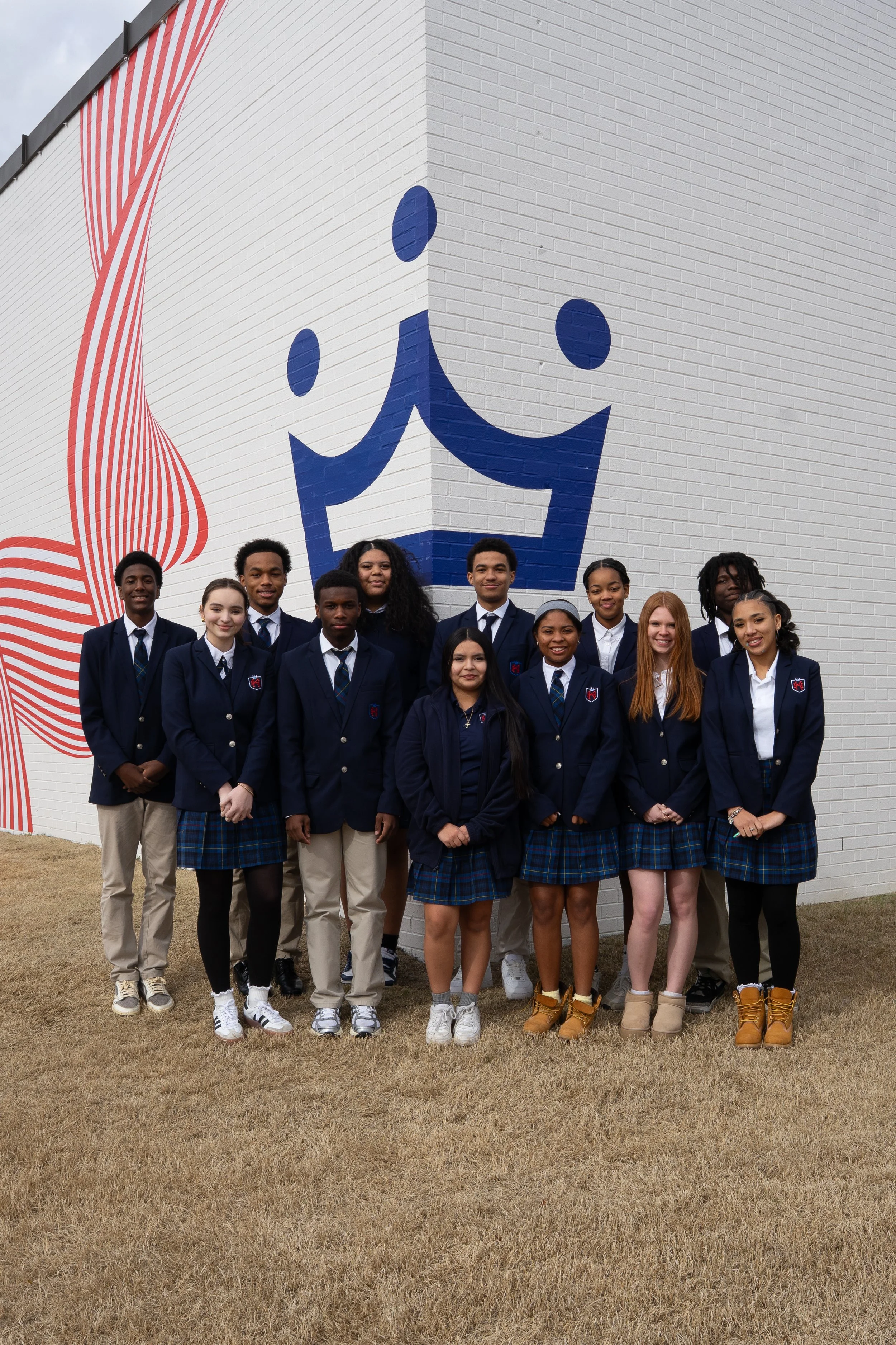 A diverse group of high school students attending Kingdom Heights Preparatory School, a private K-12 school in Huntsville, Alabama.