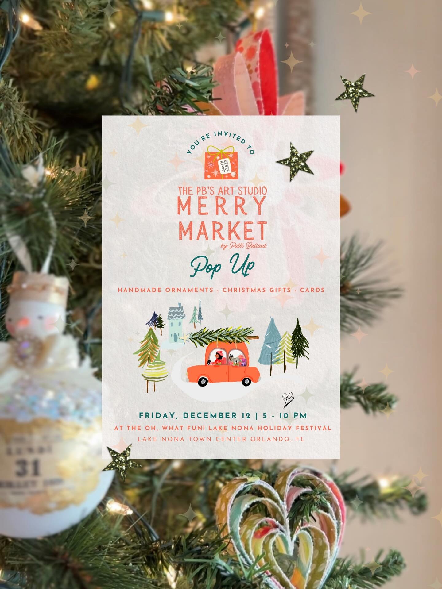 We&rsquo;re packing up ALL of the Christmas magic and heading to the Oh What Fun! Holiday Festival in Lake Nona, Fl this Friday! ✨ 

I&rsquo;ll have my handmade ornaments, holiday cards, and Christmas themed art prints that make your home decor feel 