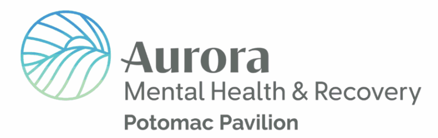 Aurora Mental Health & Recovery Potomac Pavilion logo with a stylized circular design.
