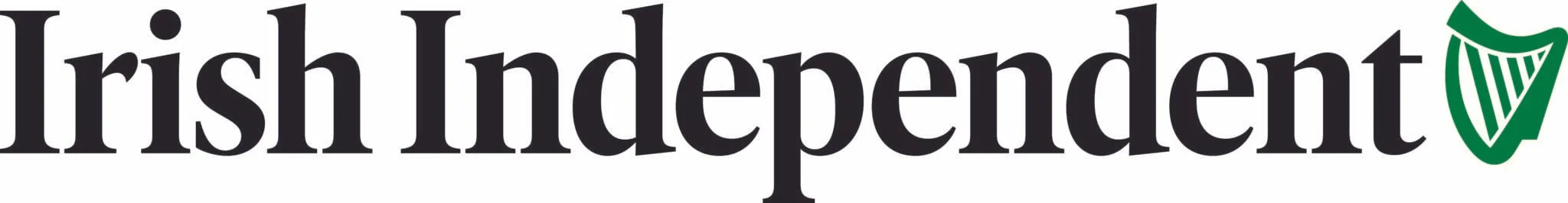 The logo of the Irish Independent newspaper features the name in black text and a green harp symbol.