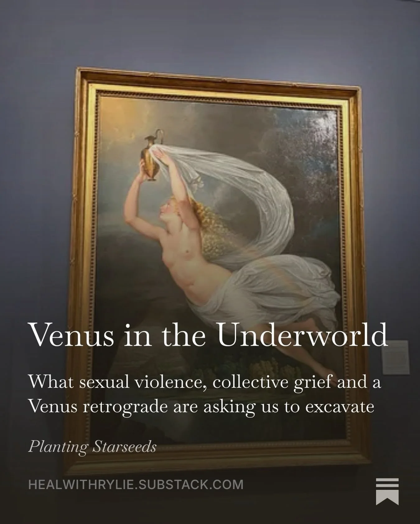 💌✍️NEW PLANTING STARSEEDS ON SUBSTACK ✍️💌

Venus is the planet of relationships, yes, but even more importantly our VALUES. Beauty. Justice. 

But with Venus in Scorpio, the sign of its exile, this retrograde will likely get uncomfortable. Venus fe